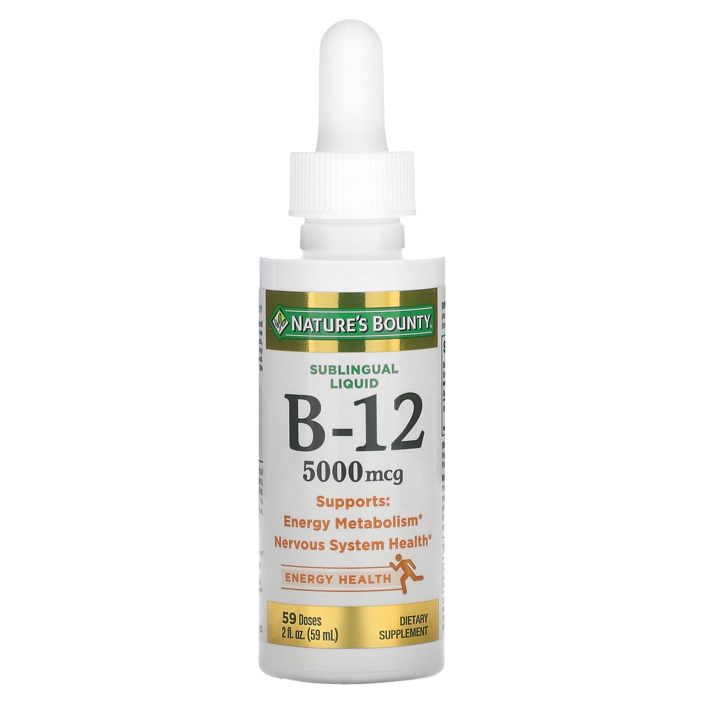 Nature's Bounty, B-12, Sublingual Liquid, 5,000 mcg, 2 fl oz (59 ml)