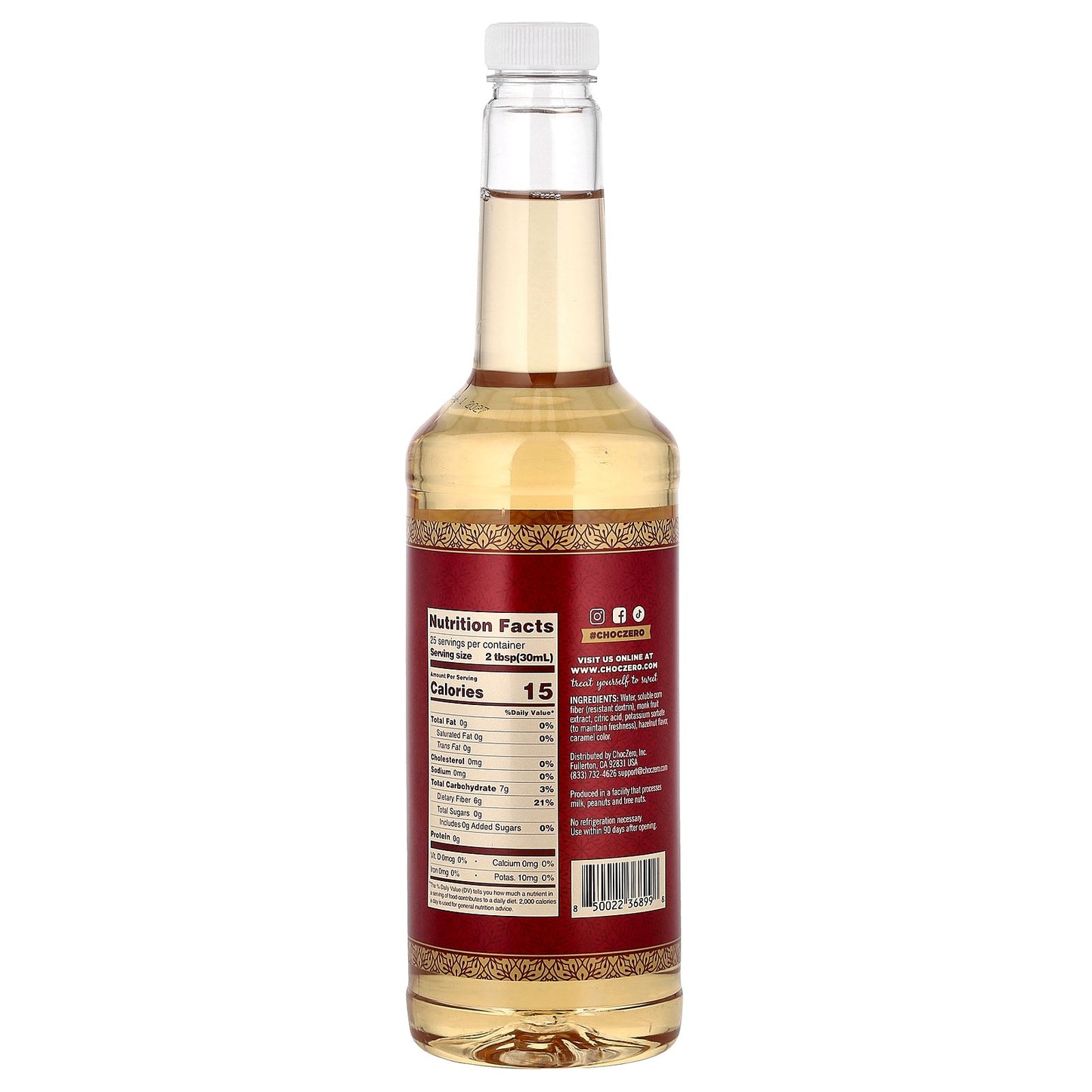 ChocZero, Premium Syrup, Hazelnut, Sugar Free, 25.4 fl oz (750 ml)