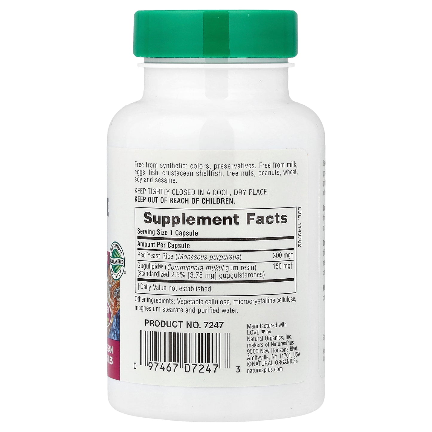 NaturesPlus, Herbal Actives, Red Yeast Rice Gugulipid®, 60 Vegan Capsules