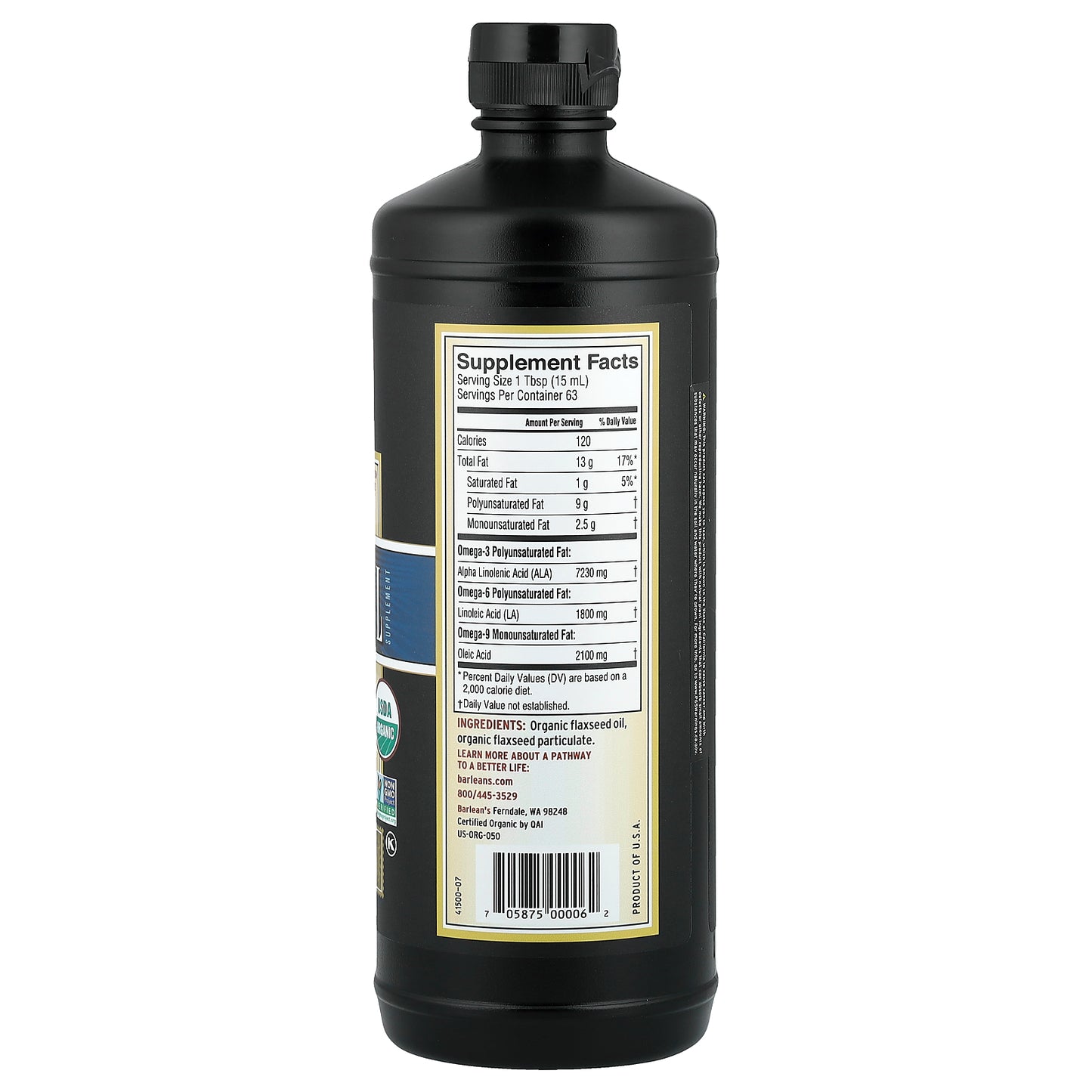 Barlean's, Organic Lignan Flax Oil, 32 fl oz (946 ml)