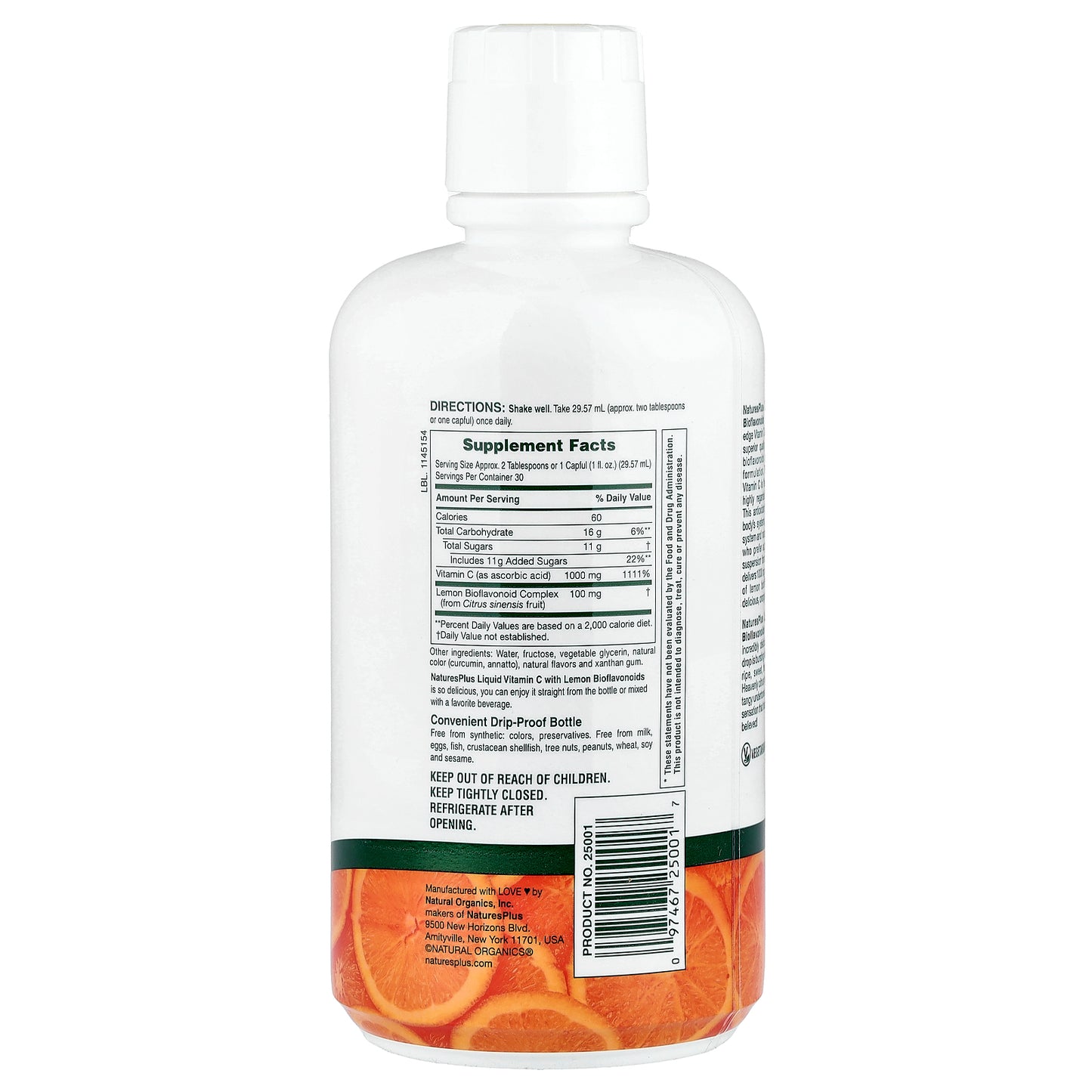 NaturesPlus, Liquid Vitamin C With Lemon Bioflavonoids, Natural Orange, 30 fl oz (887.10 ml)