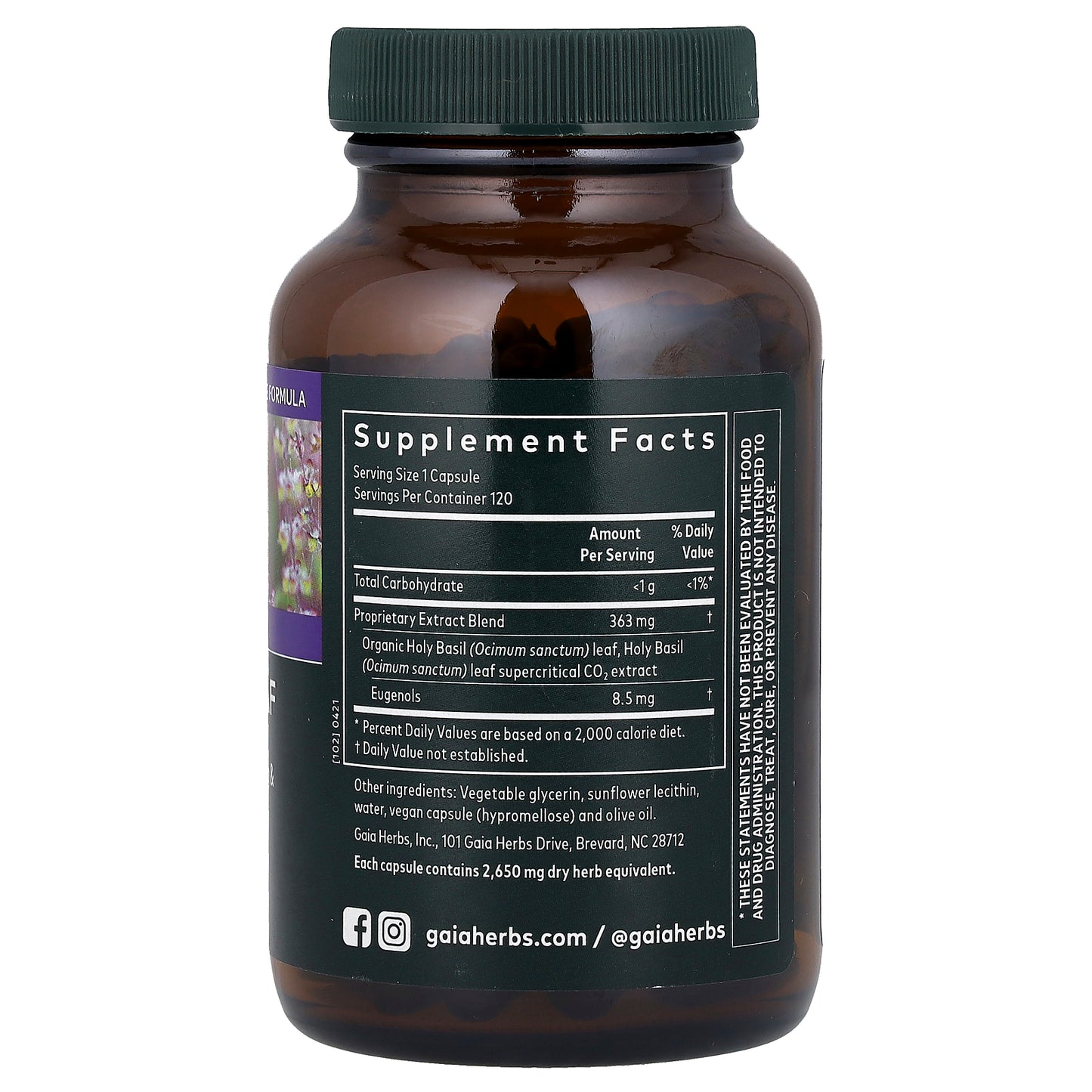 Gaia Herbs, Holy Basil Leaf, 120 Vegan Liquid Phyto-Caps®