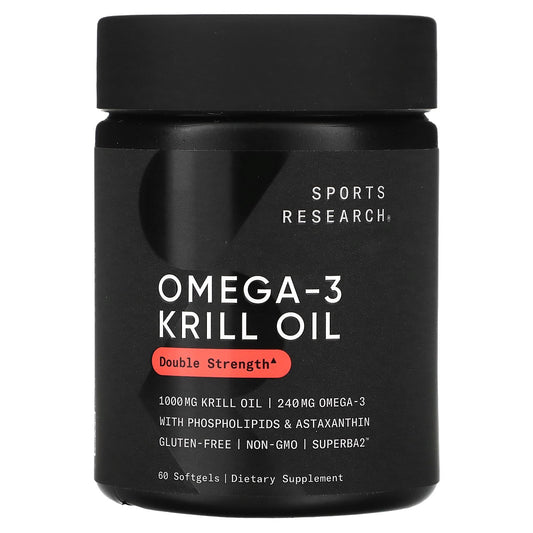 Sports Research, Omega-3 Krill Oil, Double Strength, 1,000 mg, 60 Softgels