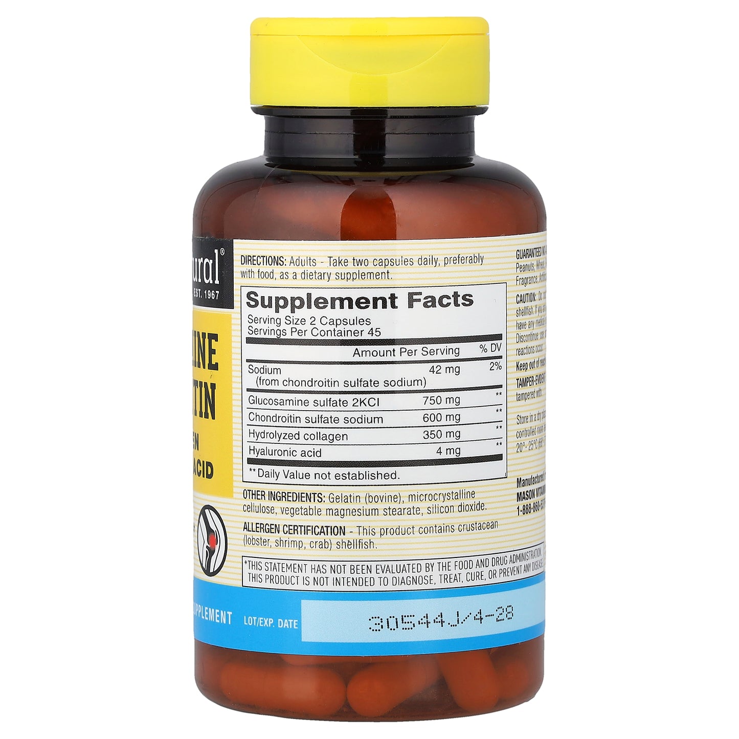 Mason Natural, Glucosamine Chondroitin with Collagen & Hyaluronic Acid, 90 Capsules