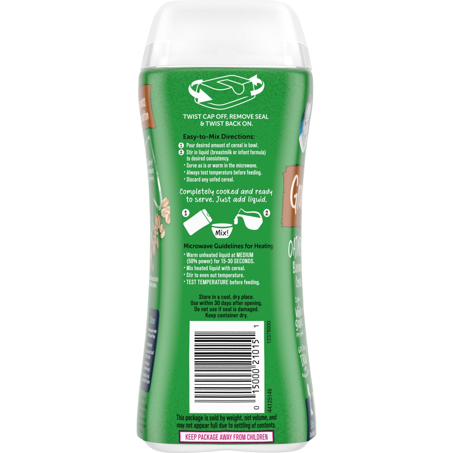 Gerber, Organic for Baby, Grain & Grow™, 2nd Foods®, Oatmeal Banana Cereal, 8 oz (227 g)