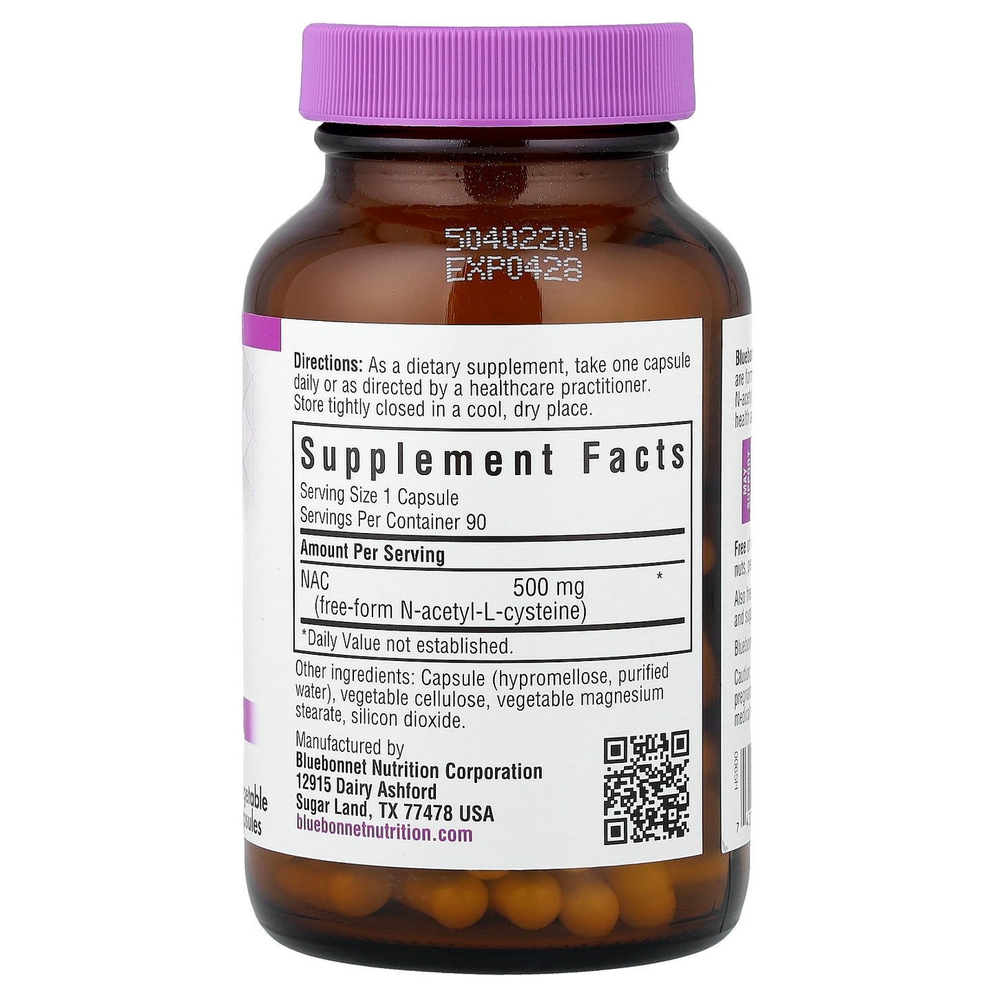 Bluebonnet Nutrition, NAC, 500 mg, 90 Vegetable Capsules