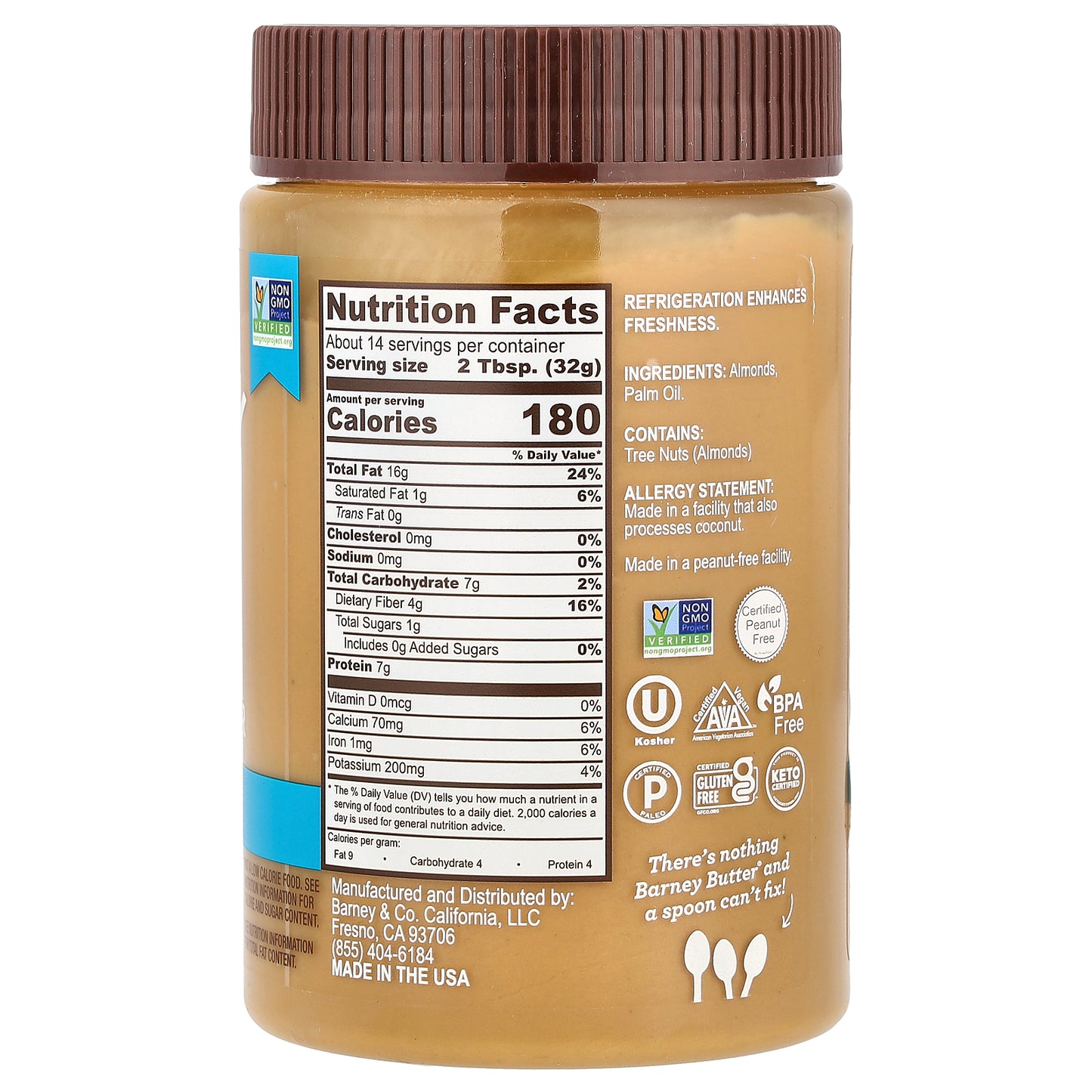 Barney Butter, Bare Almond Butter, Smooth, 16 oz (454 g)