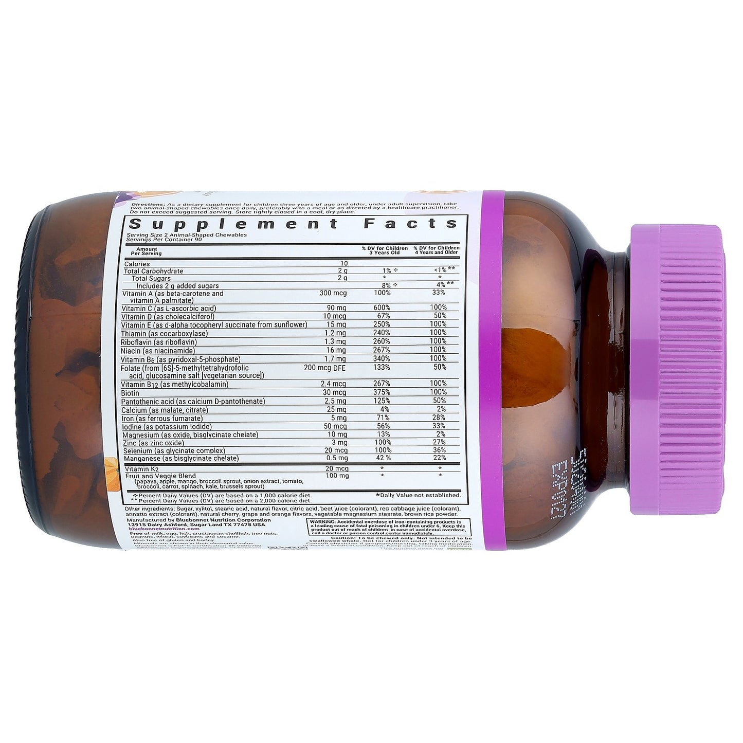 Bluebonnet Nutrition, Rainforest Animalz®, Kids Multiple, Assorted Fruit, 180 Chewables