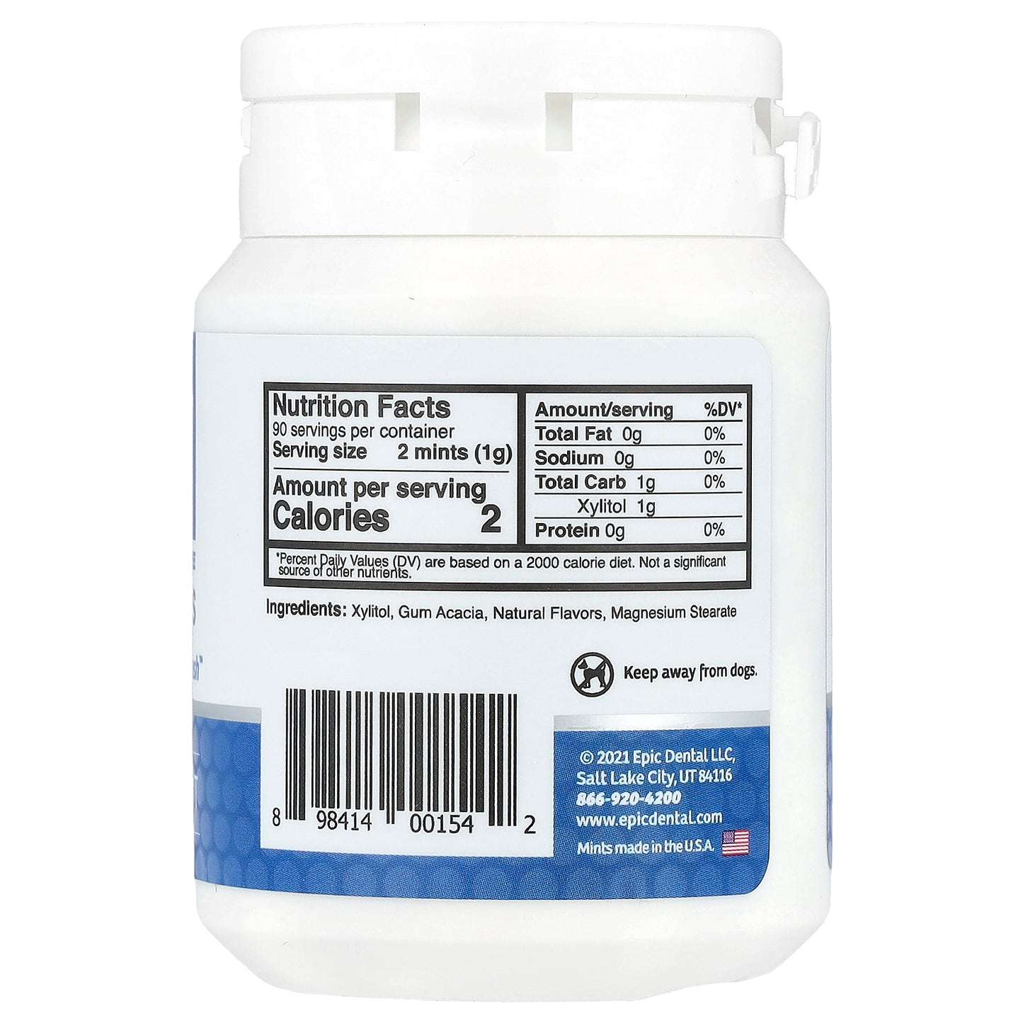 Epic Dental, Xylitol Mints, Peppermint, Sugar-Free, 180 Pieces