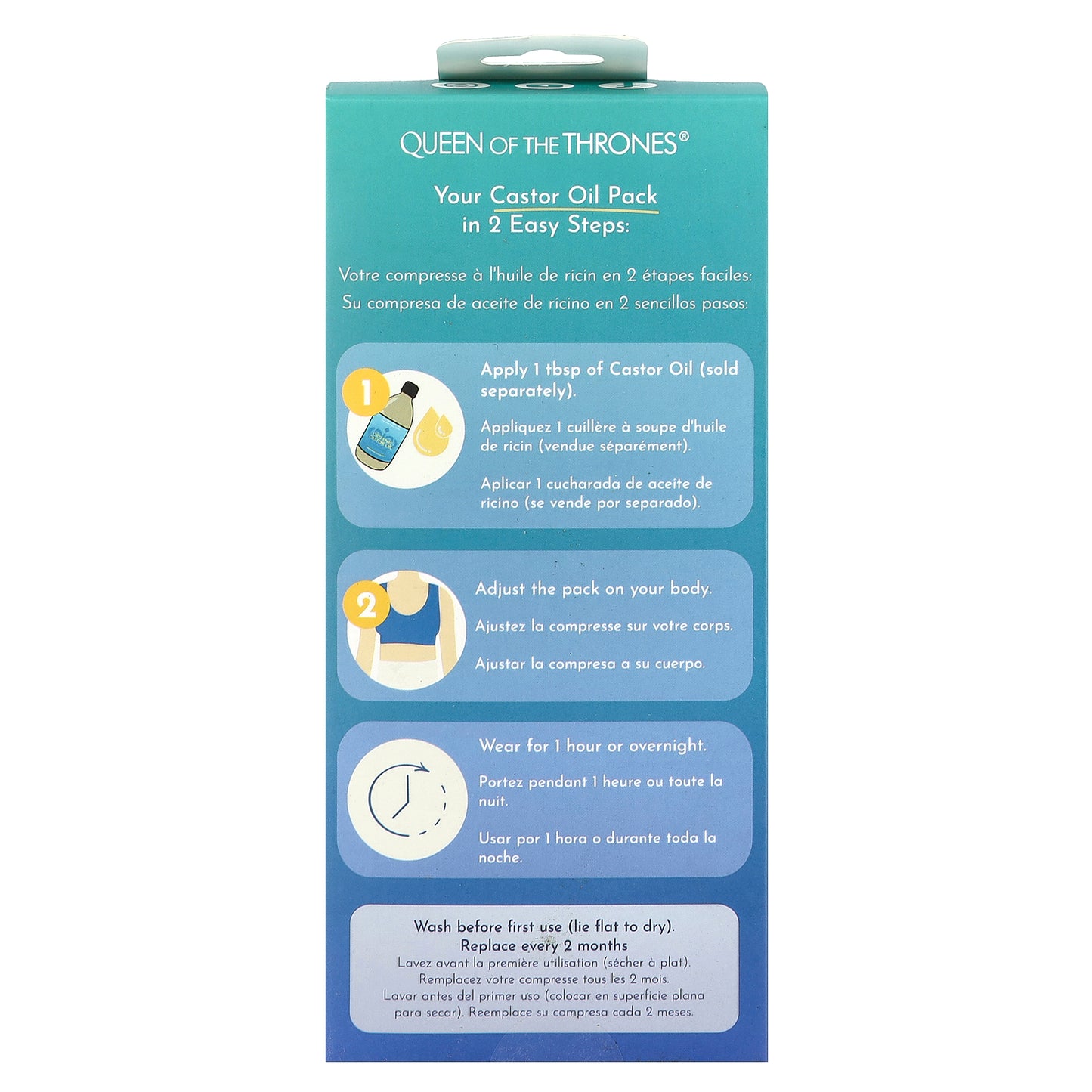 Queen of the Thrones, Castor Oil Pack, Pelvis & Hips, One Size Fits All, 1 Count