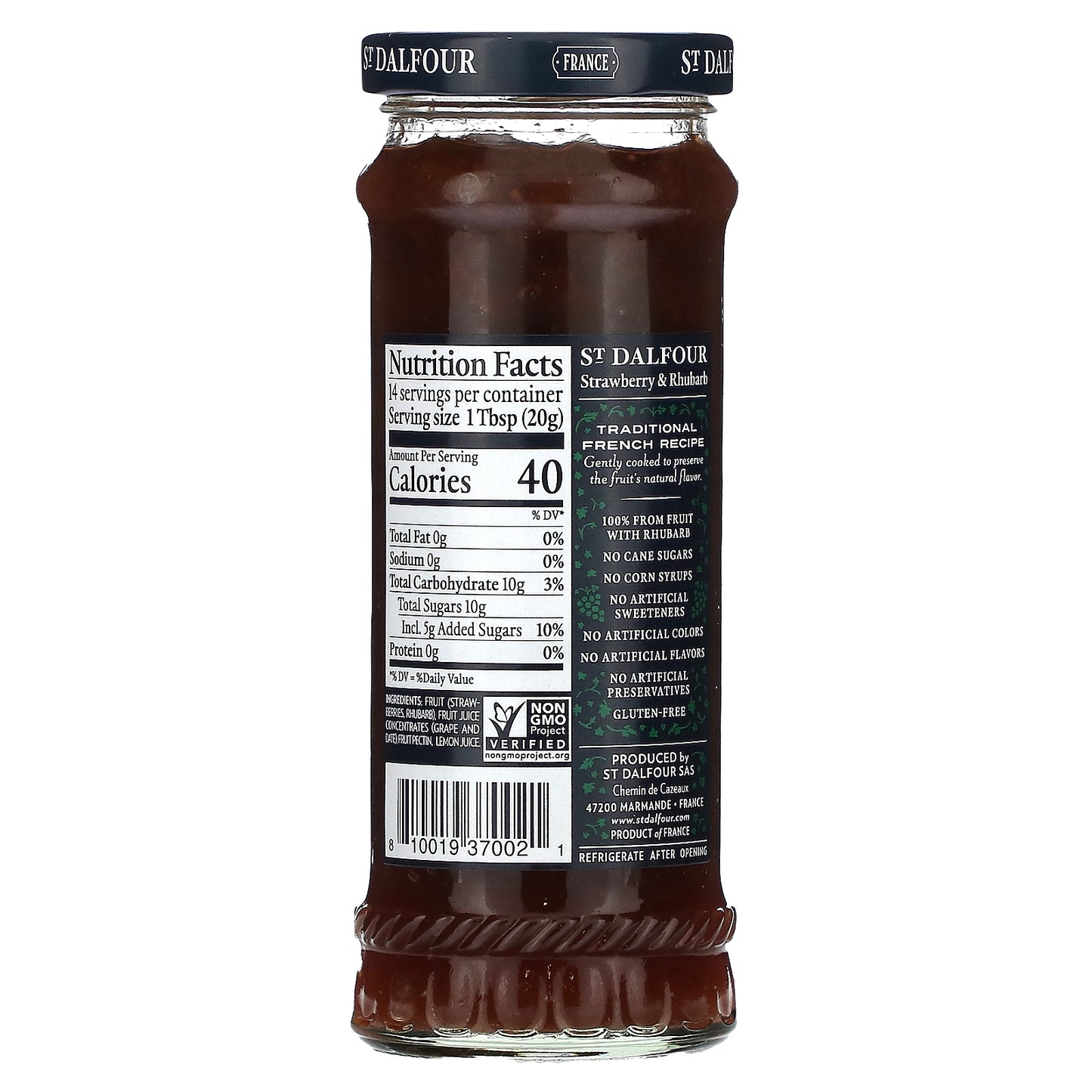 St. Dalfour, Strawberry & Rhubarb Fruit Spread , 10 oz (284 g)