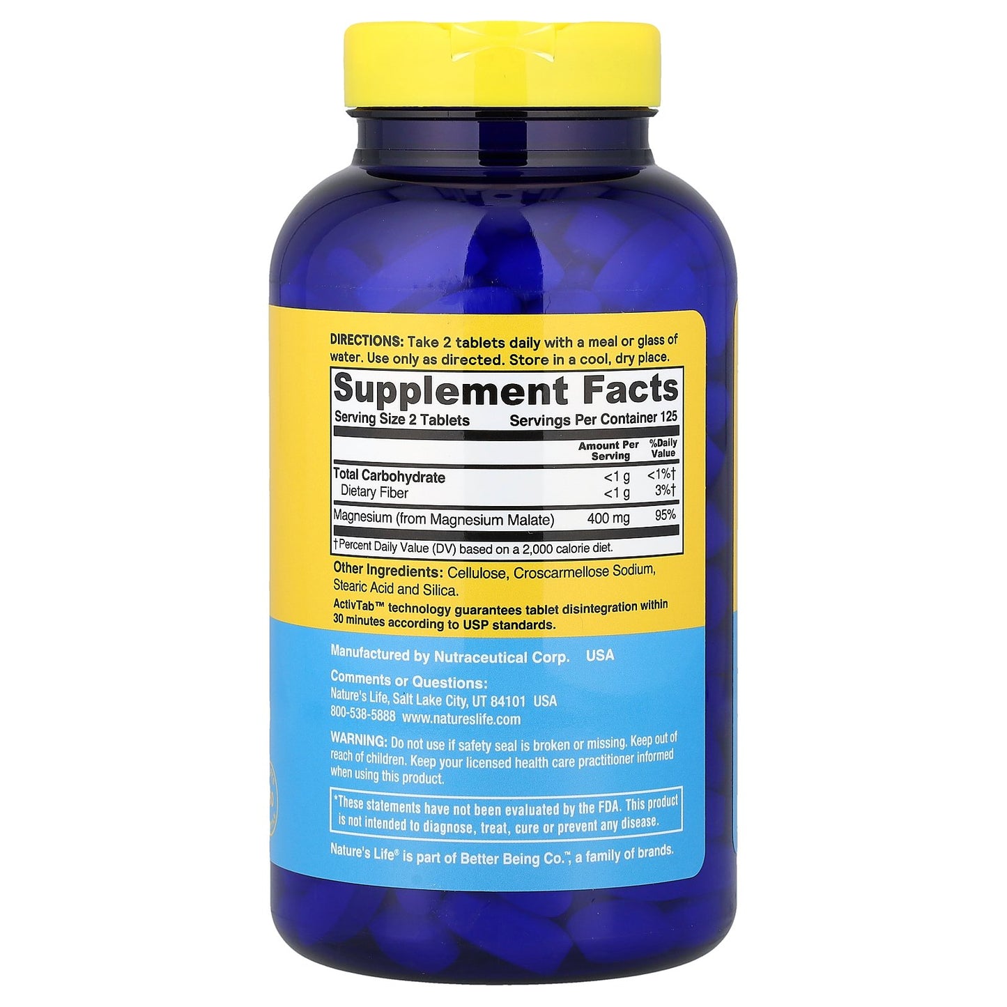 Nature's Life, Renewing Magnesium Malate, 250 Tablets (200 mg per Tablet)