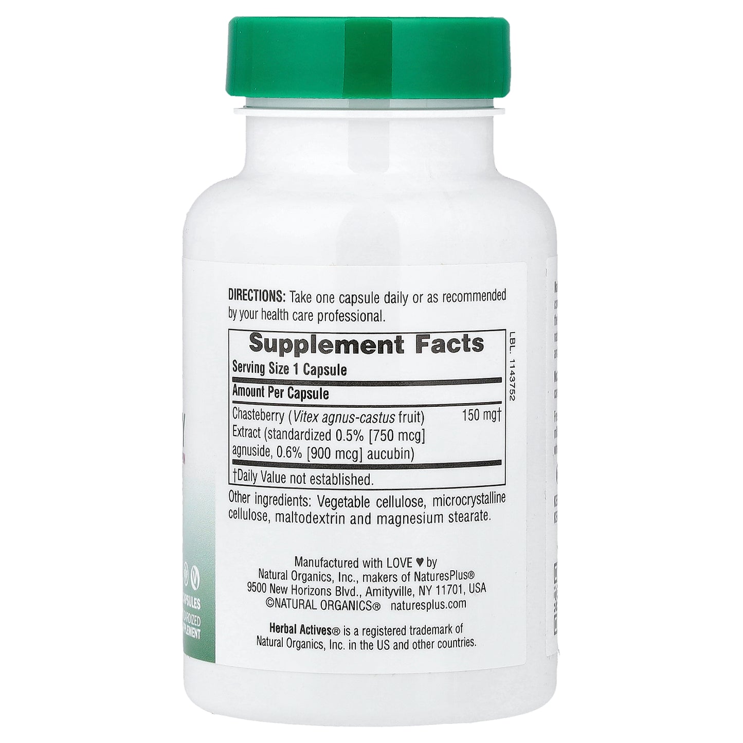 NaturesPlus, Herbal Actives, Chasteberry, 150 mg, 60 Capsules