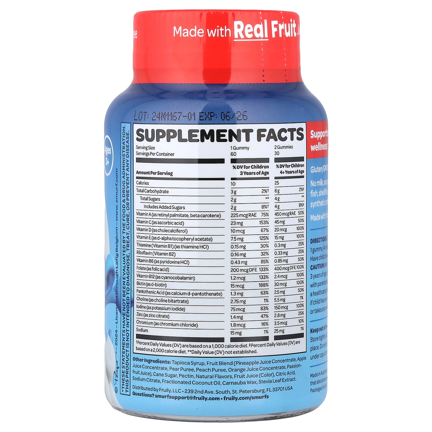 The Smurfs, Kids Gummy, Multi-Vitamin, Ages 3+, Smurf Berry, 60 Gummies