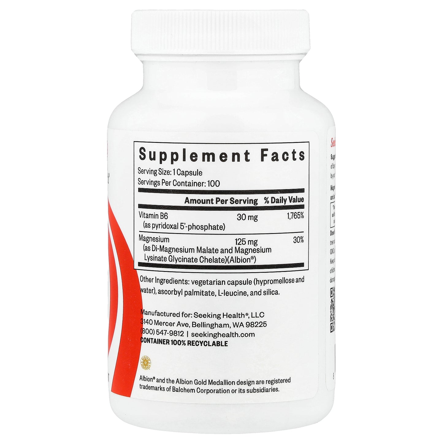 Seeking Health, Magnesium Plus with Vitamin B6, 100 Capsules