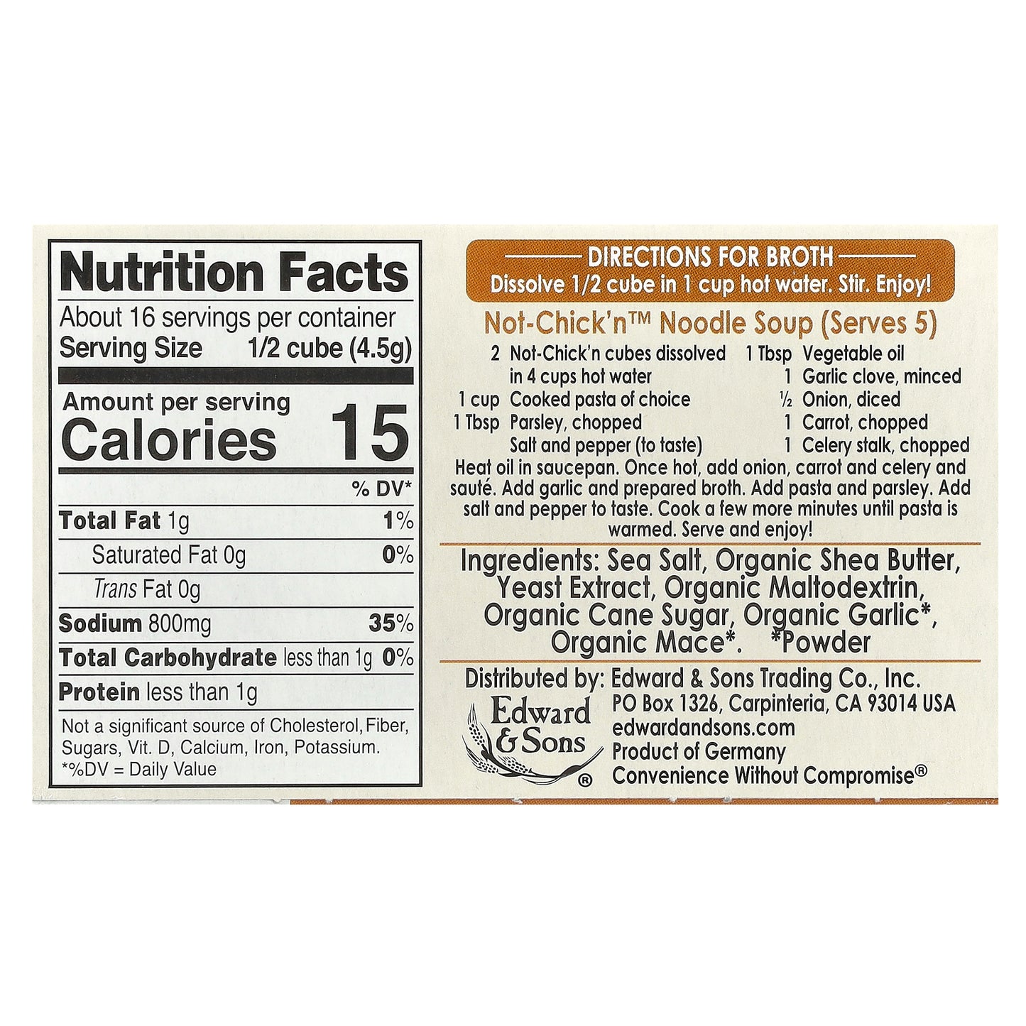 Edward & Sons, Not-Chick'n™, Bouillon Cubes, 8 Cubes