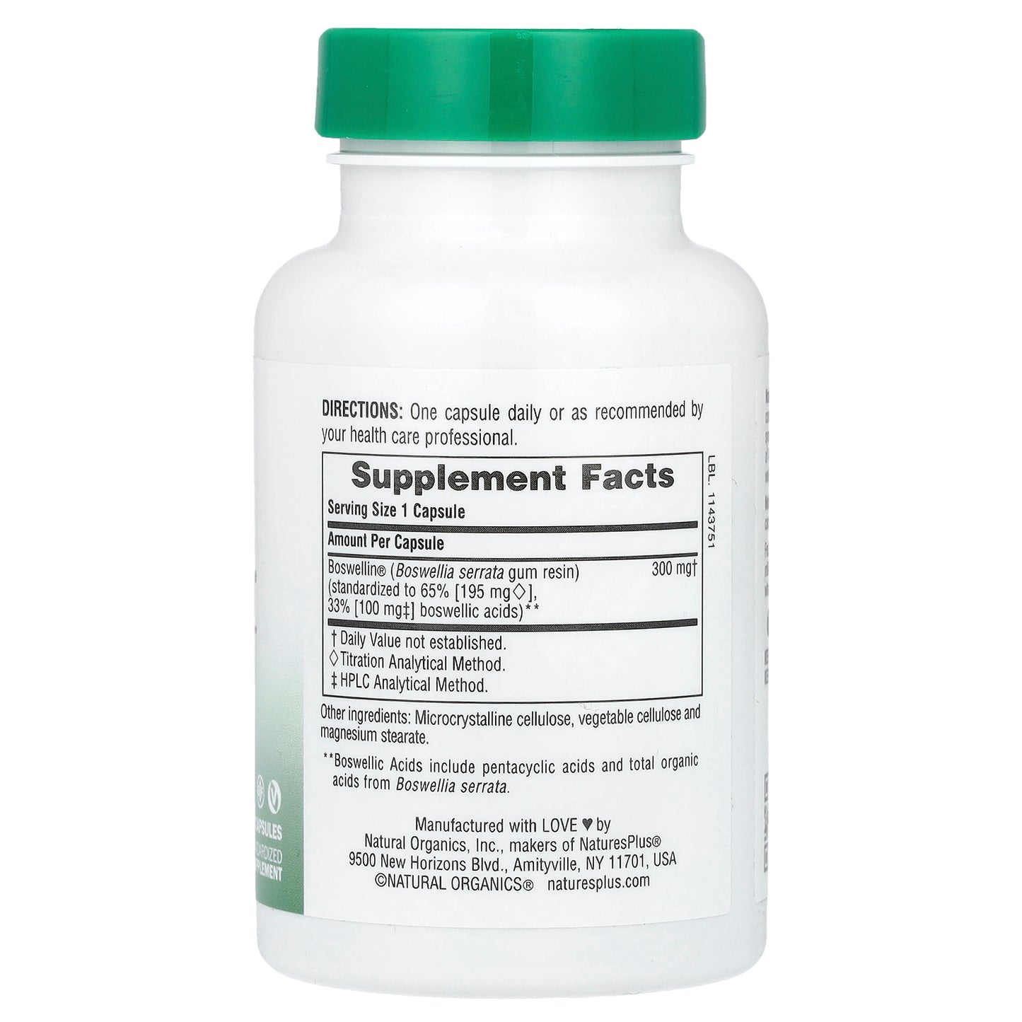 NaturesPlus, Herbal Actives, Boswellin®, 300 mg, 60 Capsules