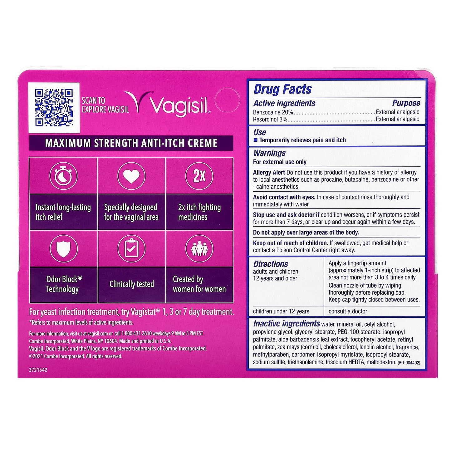Vagisil, Anti-Itch Creme, Maximum Strength, 1 oz (28 g)