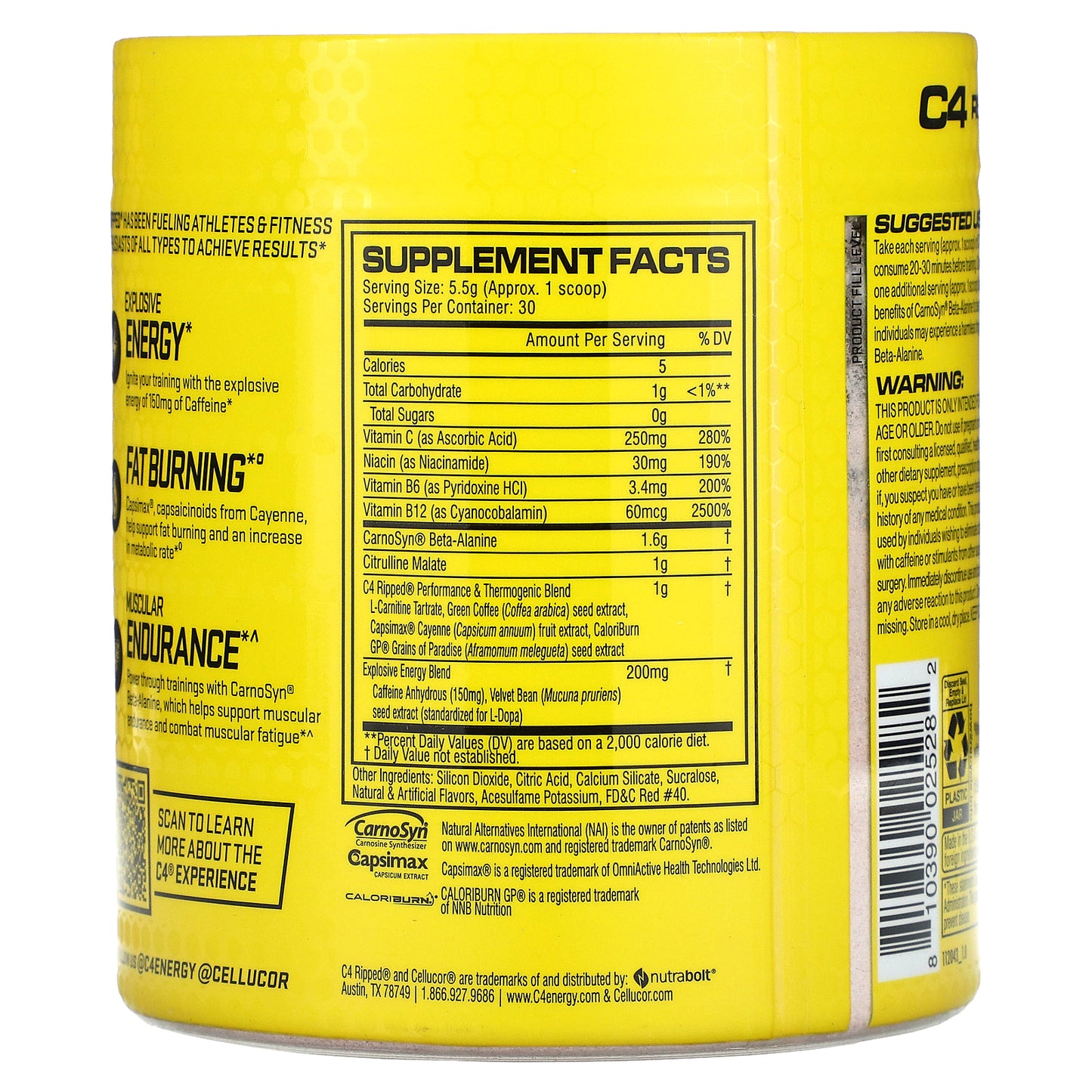 C4 / Cellucor, C4 Ripped, Pre-Workout, Fruit Punch, 5.8 oz (165 g)