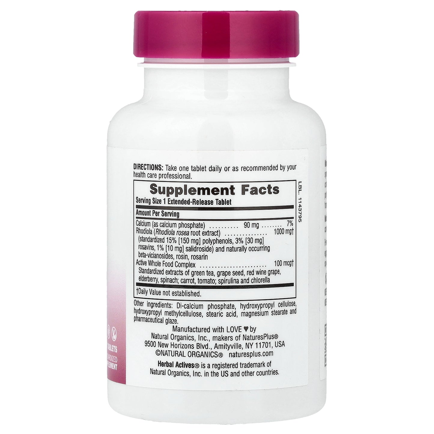 NaturesPlus, Herbal Actives, Rhodiola, Extended Release, 30 Tablets