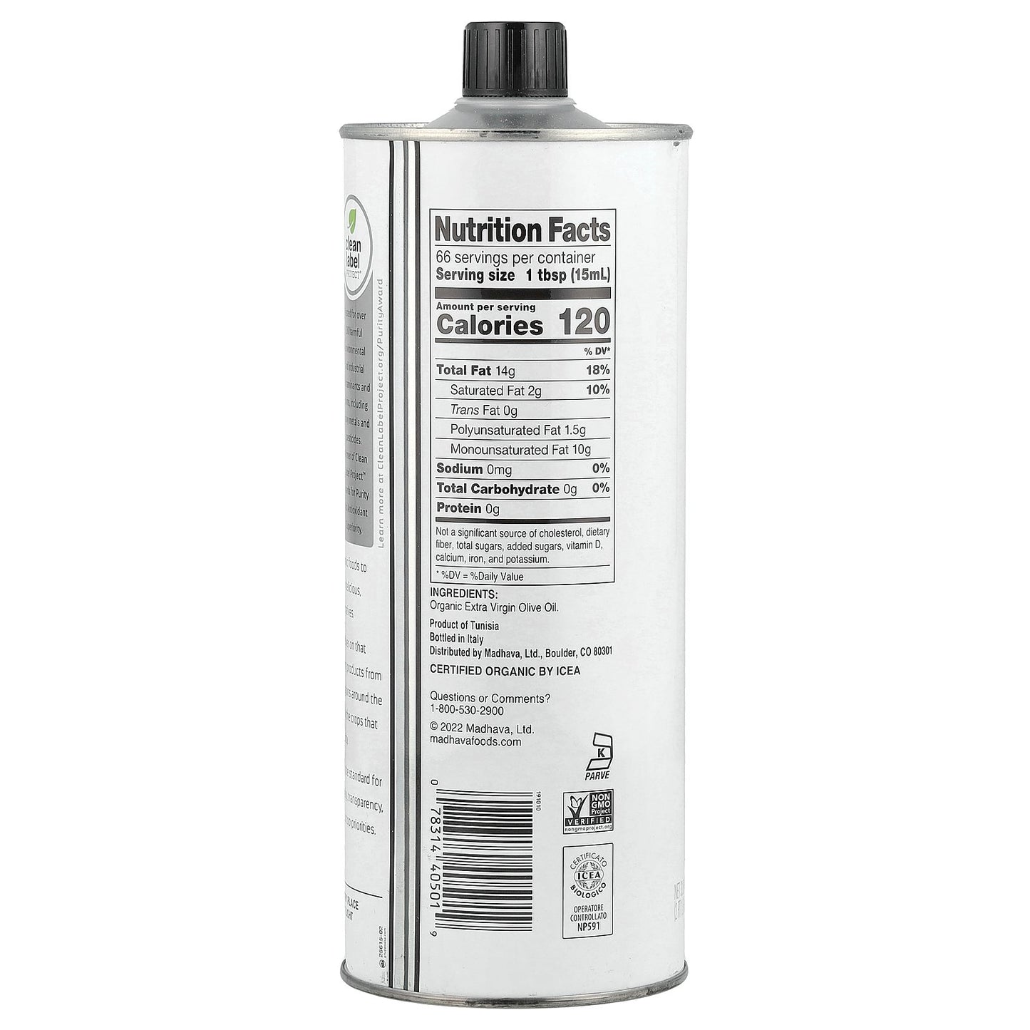 Madhava, Organic Extra Virgin Olive Oil, 33.8 fl oz