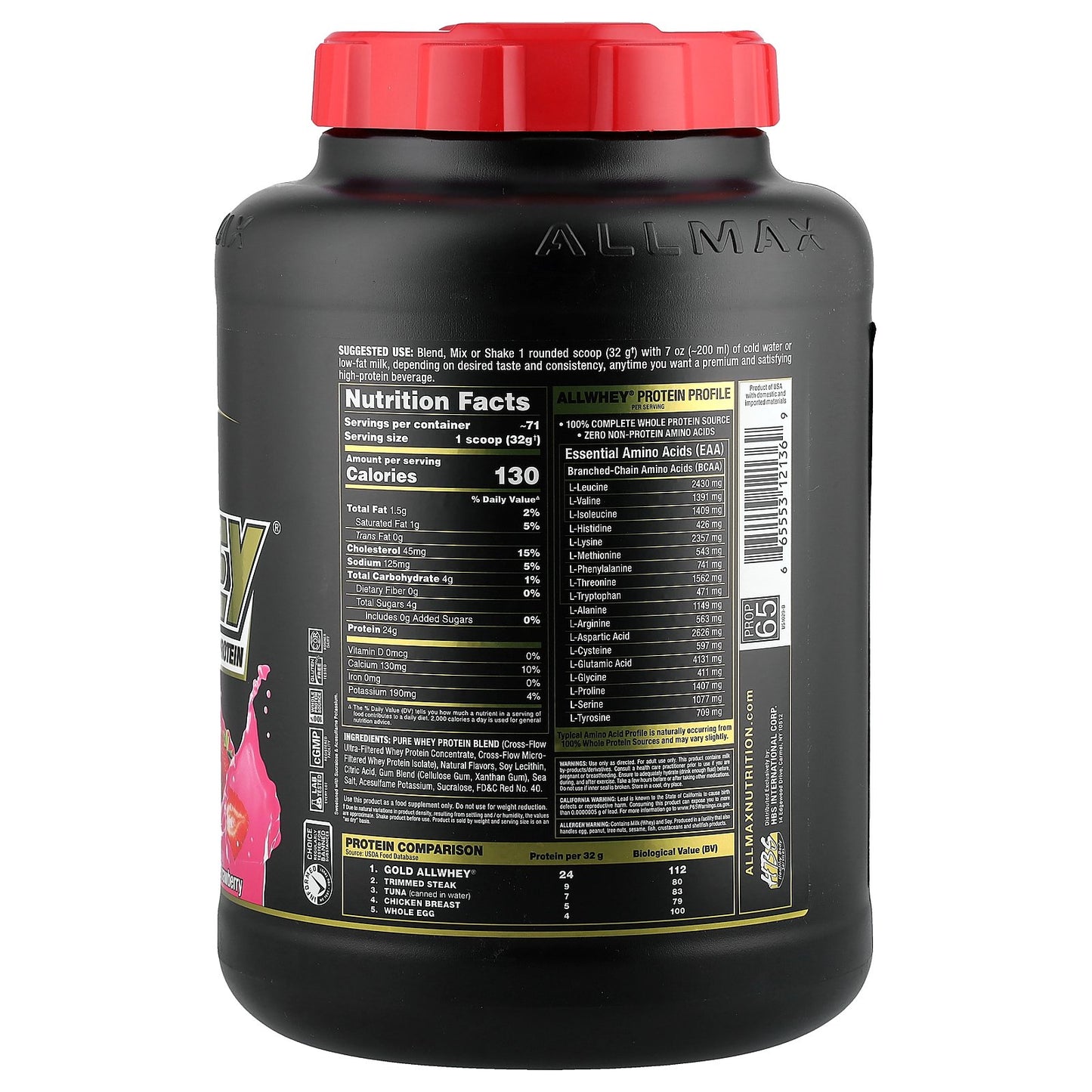 ALLMAX, GOLD ALLWHEY®, Premium Whey Protein, Strawberry, 5 lbs (2.27 kg)