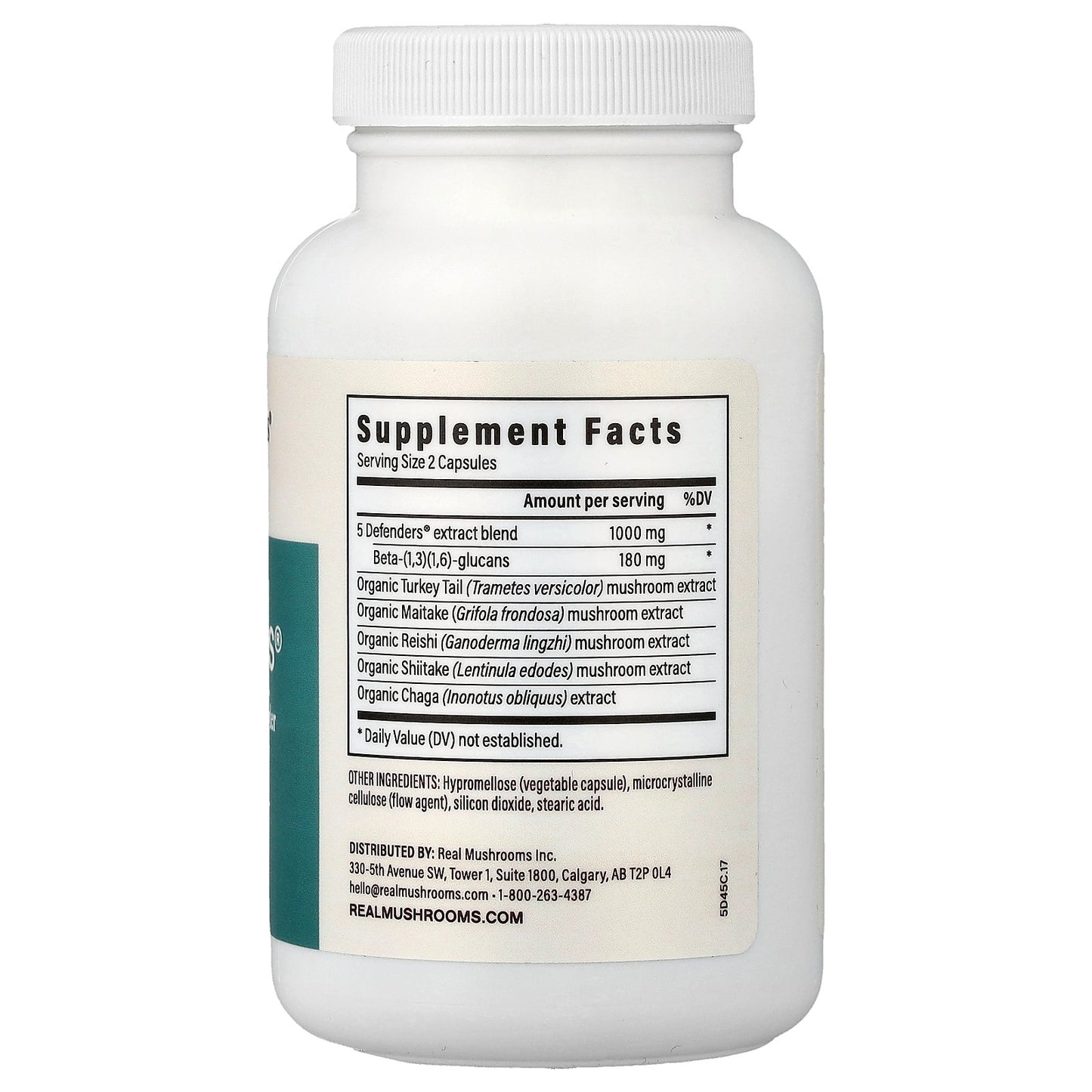Real Mushrooms, 5 Defenders®, Mushroom Extract Powder, 90 Capsules