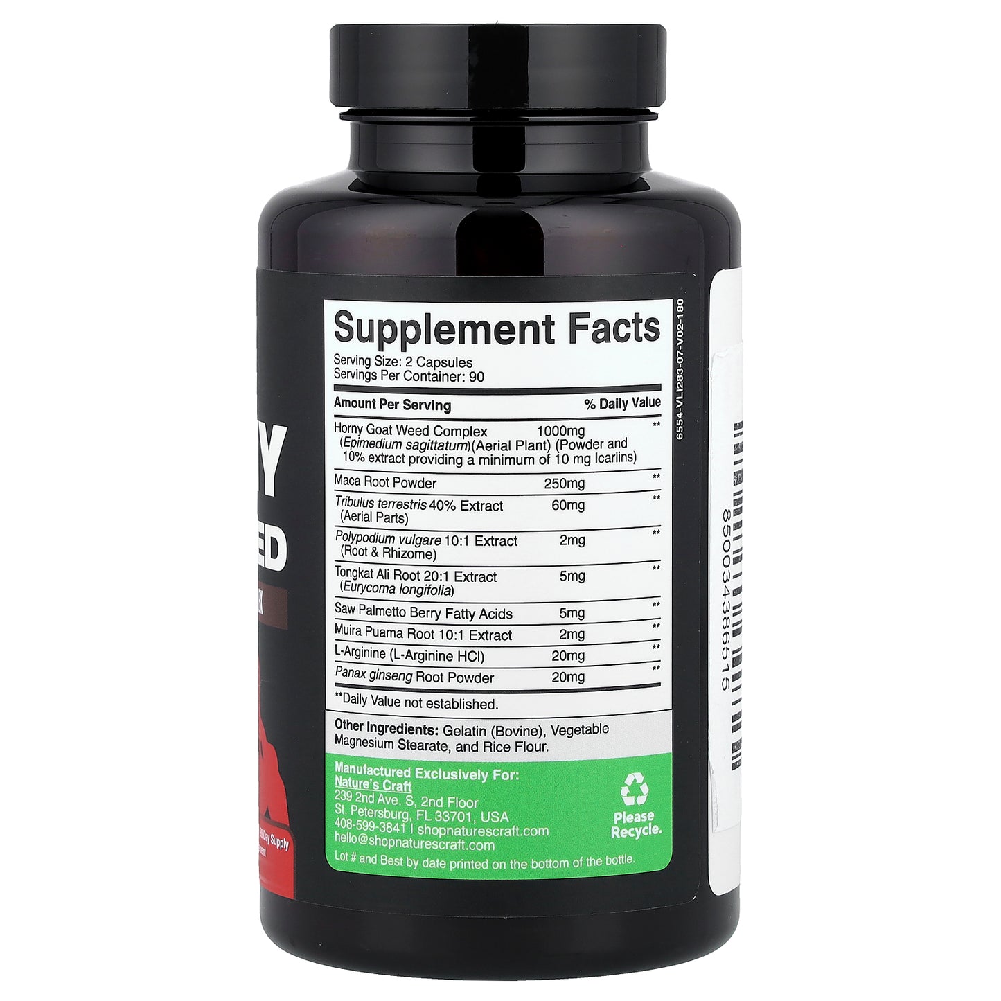 Nature's Craft, Horny Goat Weed, Xxtra Strength Herbal Complex, 180 Capsules