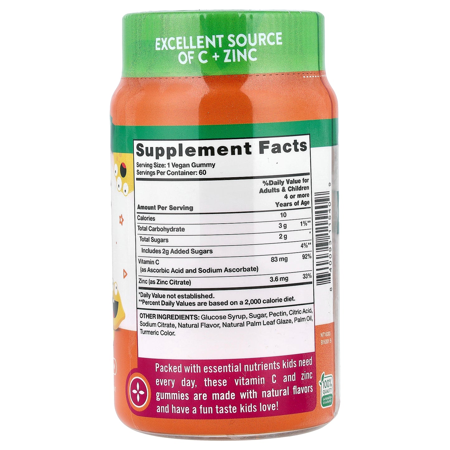 Nature's Truth, Just 4 Kids, Vitamin C + Zinc Gummies, Natural Lemon-Licious, 60 Gummies