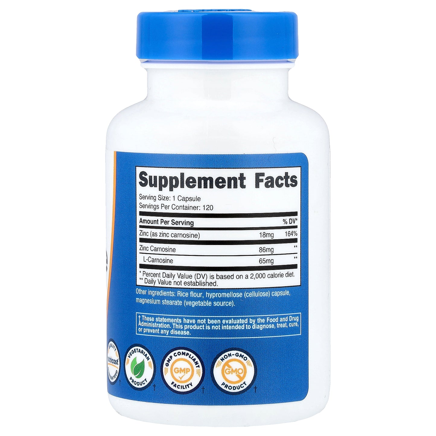 Nutricost, Zinc Carnosine, 120 Capsules