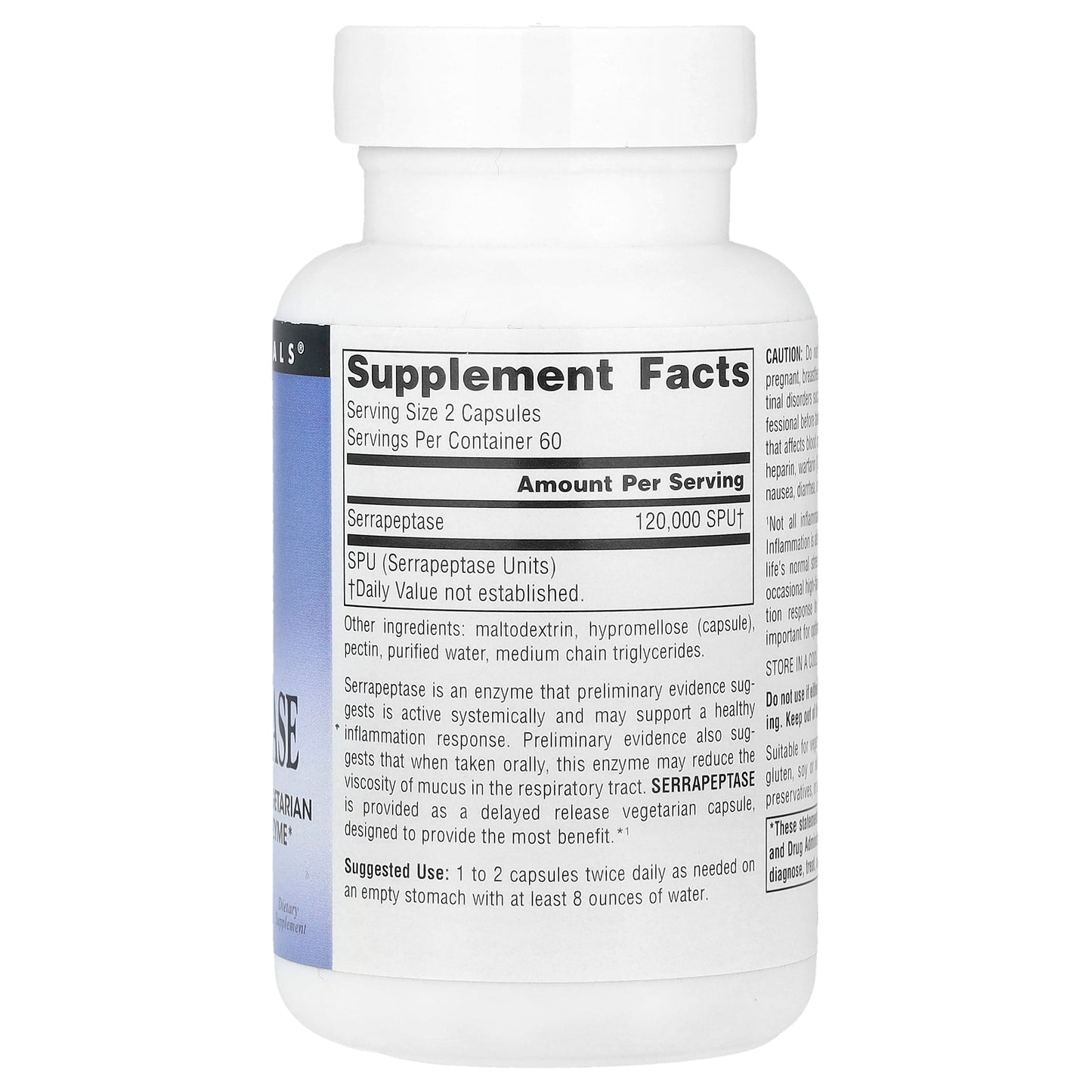 Source Naturals, Serrapeptase, 120 Capsules (60,000 SPU Per Capsule)