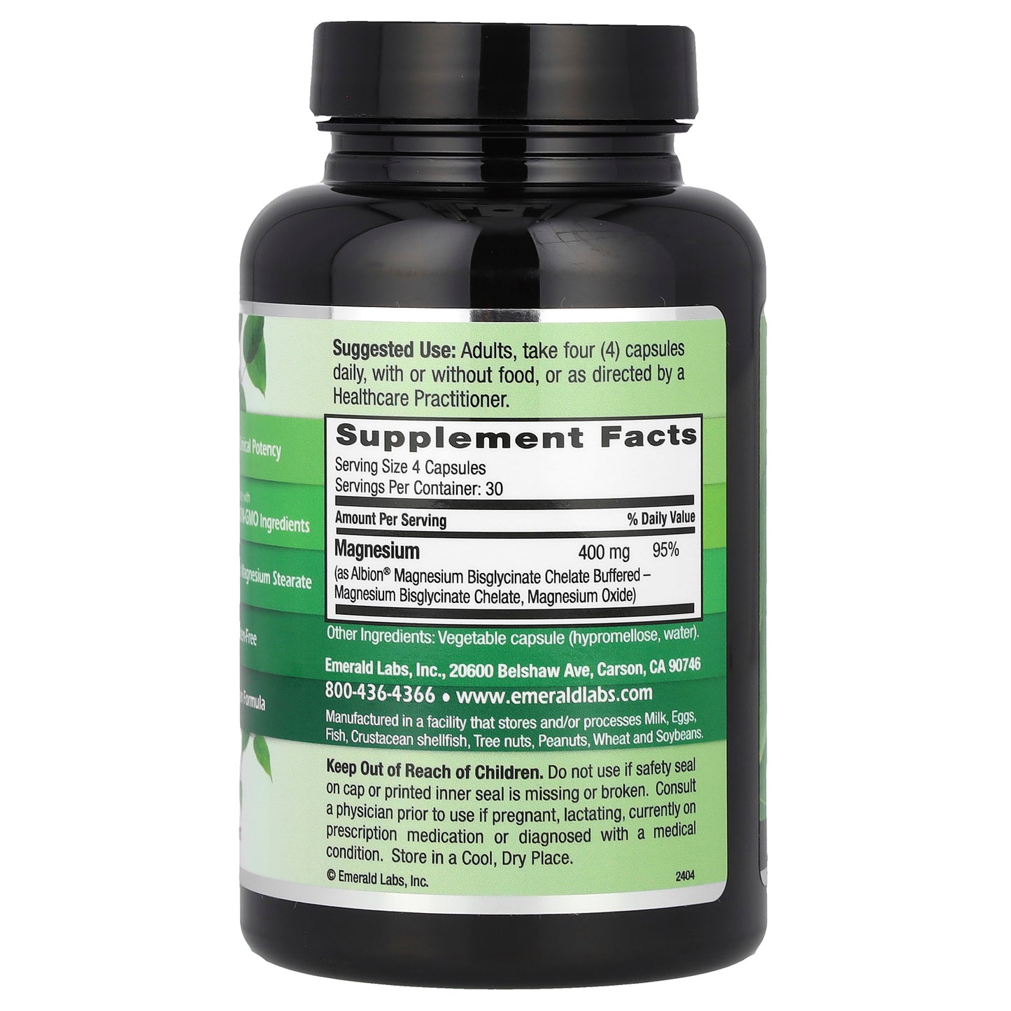 Emerald Laboratories, Magnesium, 120 Vegetable Capsules (100 mg per Capsule)