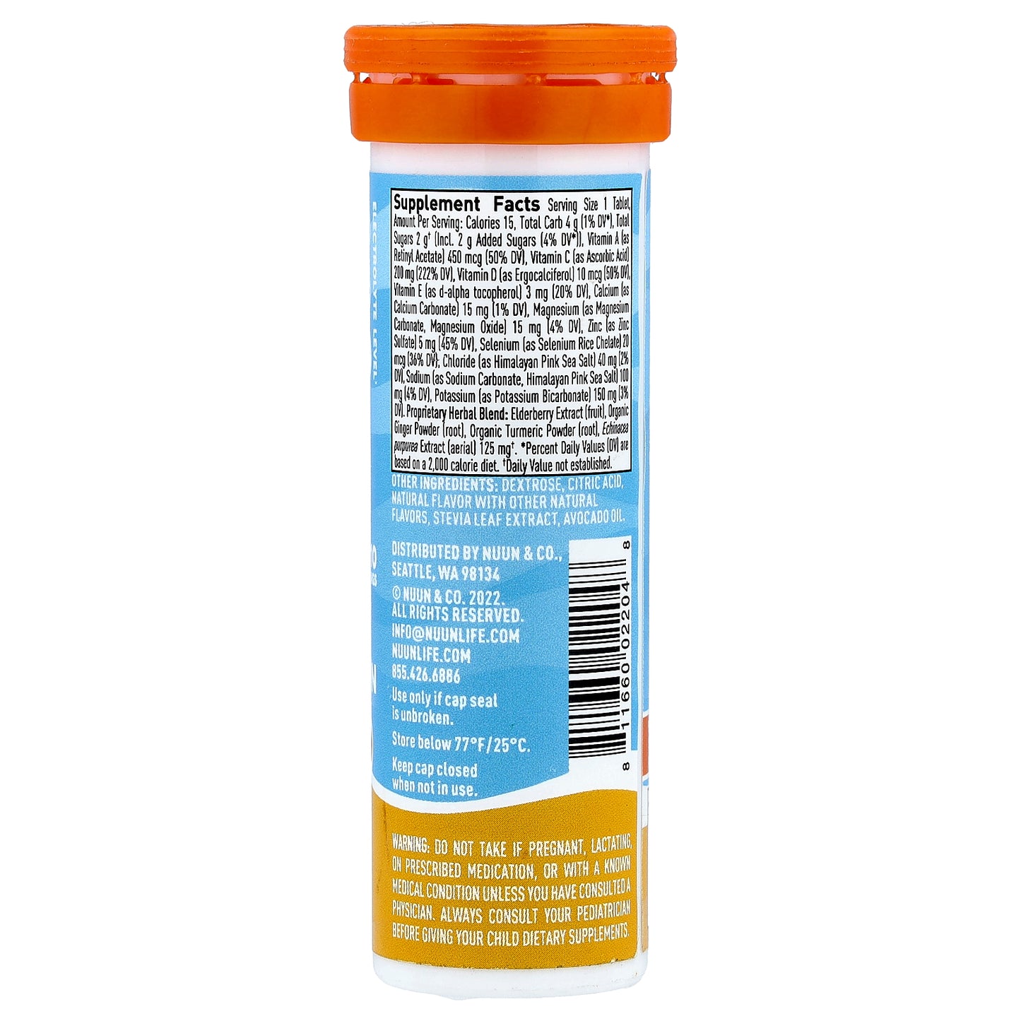 Nuun, Daily Hydration, For Immune Support, Orange Citrus, 10 Effervescent Tablets