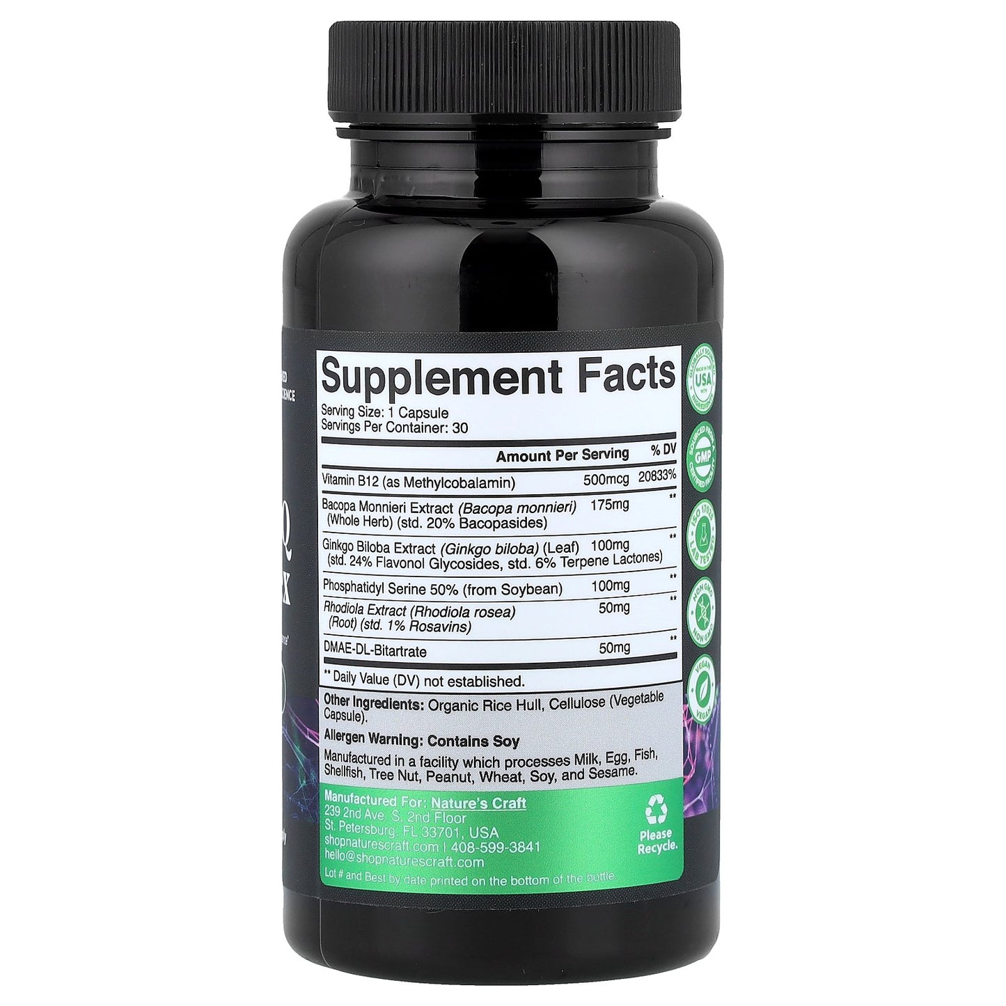 Nature's Craft, Brain + IQ Complex, 30 Capsules