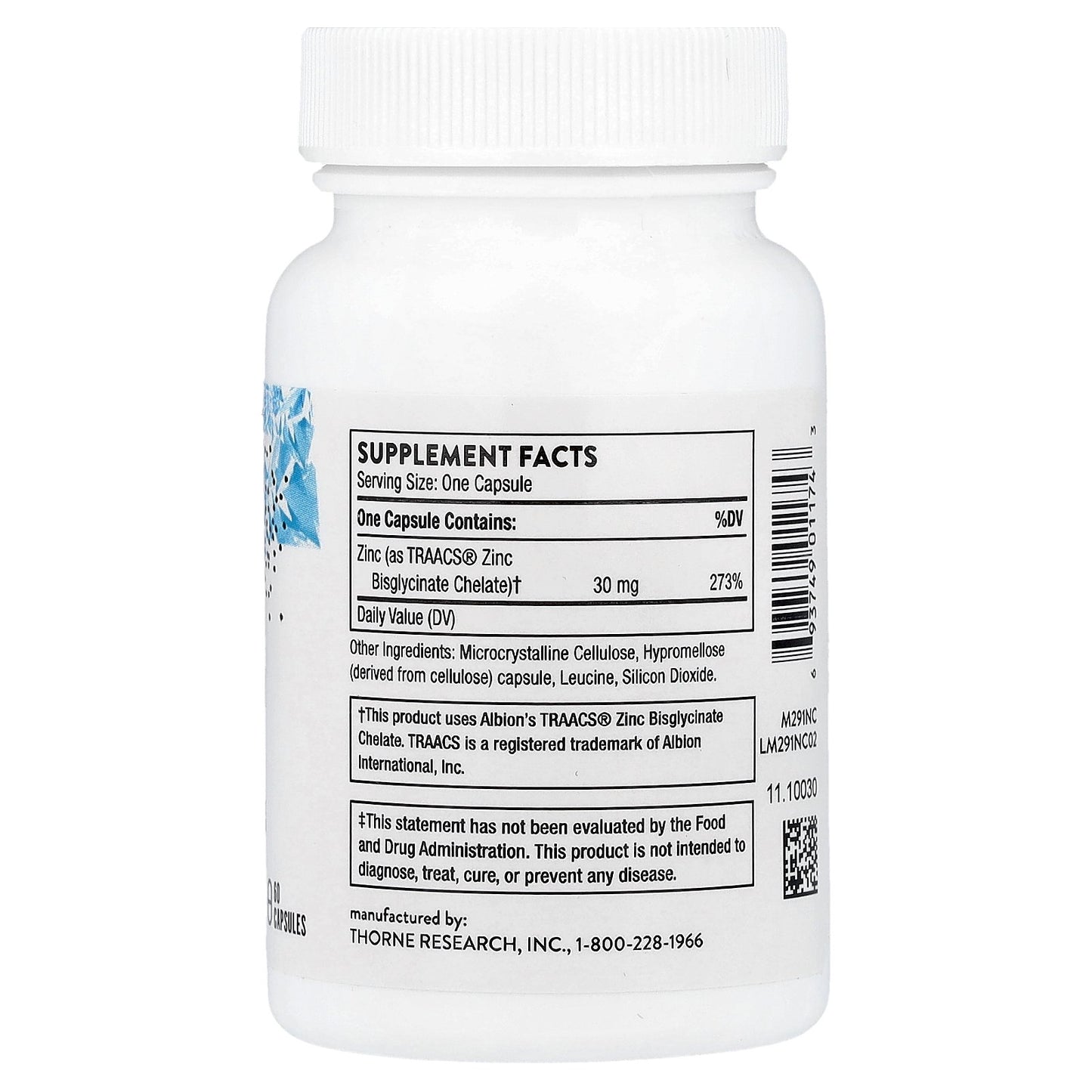 Thorne, Zinc Bisglycinate, 30 mg, 60 Capsules