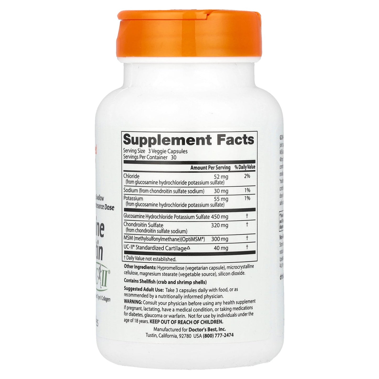 Doctor's Best, Glucosamine Chondroitin, MSM + UCII®, 90 Veggie Capsule