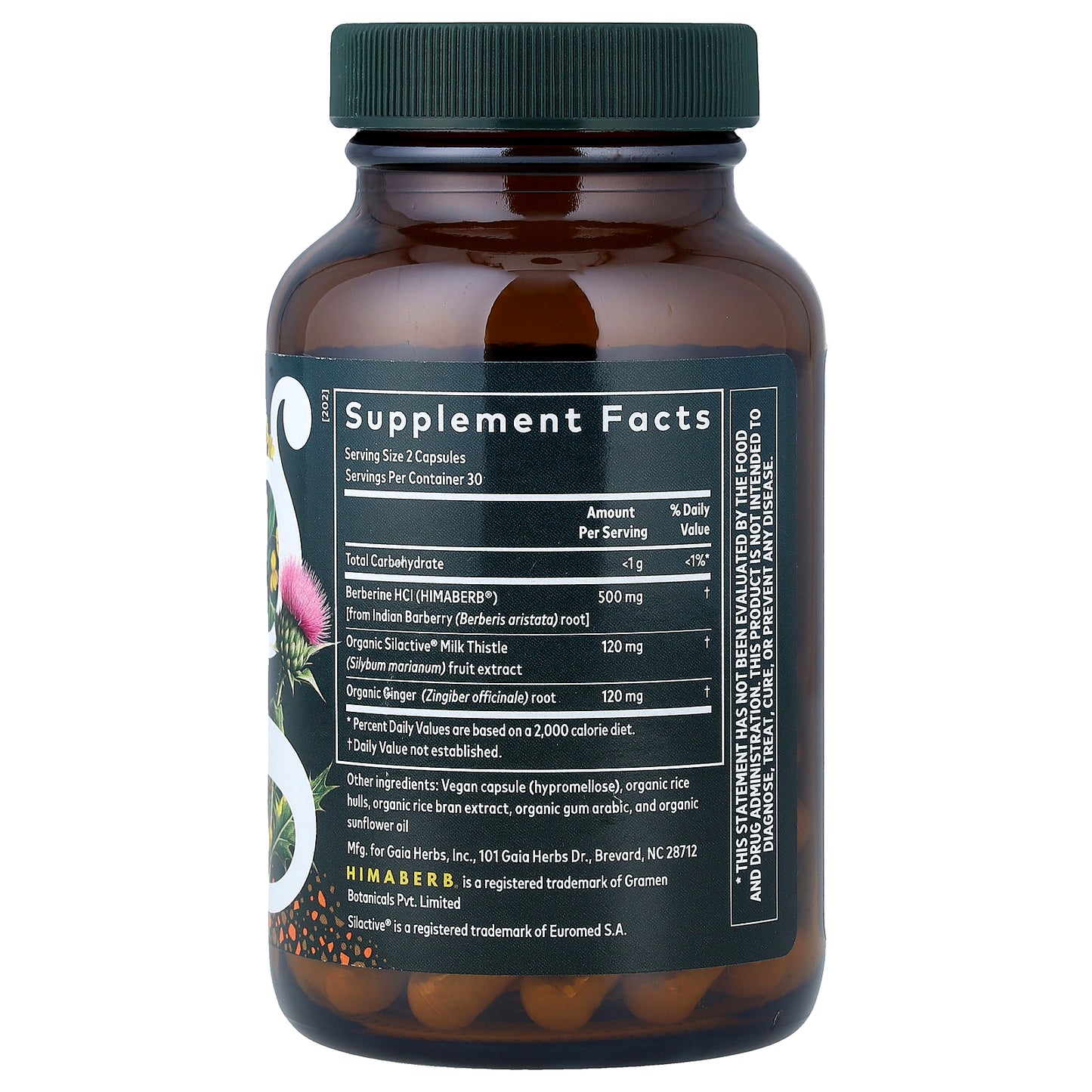 Gaia Herbs, Berberine & Milk Thistle, 60 Vegan Capsules