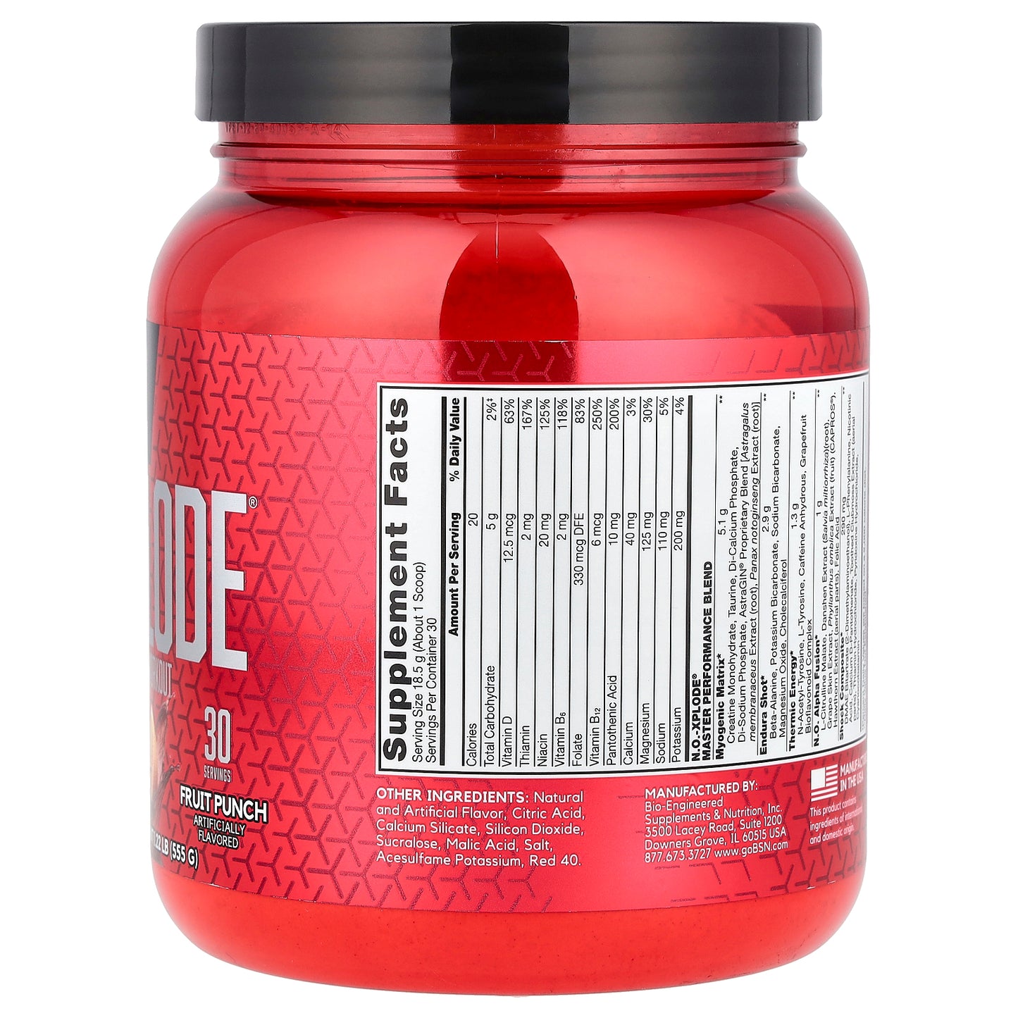 BSN, N.O.-Xplode®, Legendary Pre-Workout, Fruit Punch, 1.22 lbs (555 g)