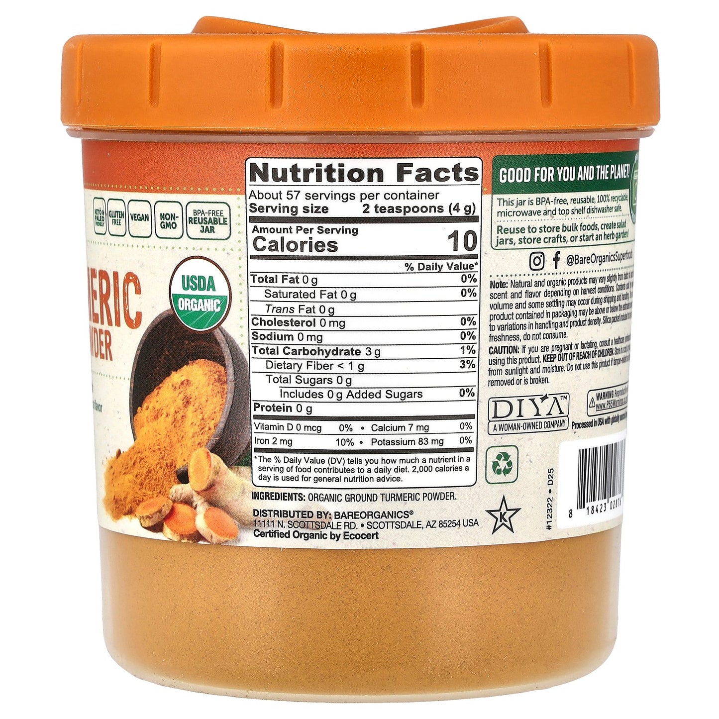 BareOrganics, Organic Turmeric Root Powder, 8 oz (227 g)