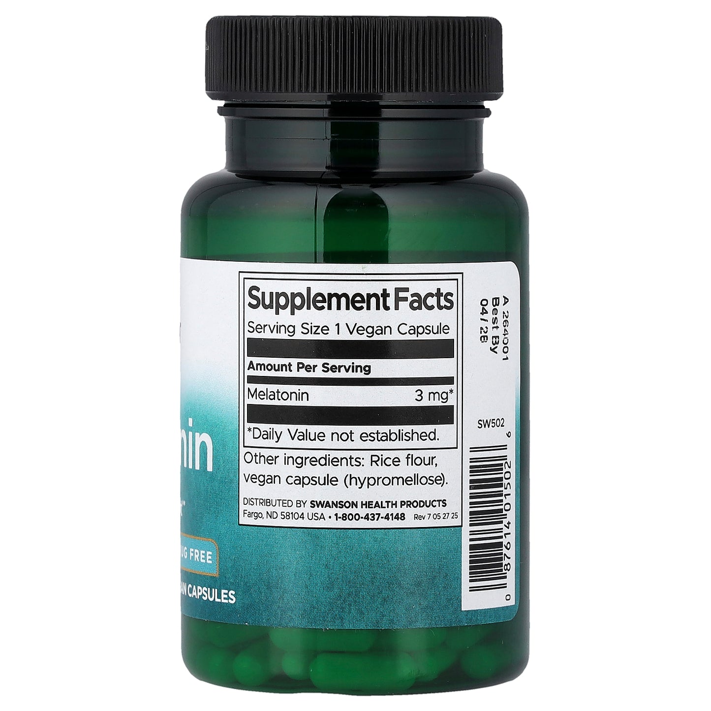 Swanson, Melatonin, 3 mg, 120 Vegan Capsules