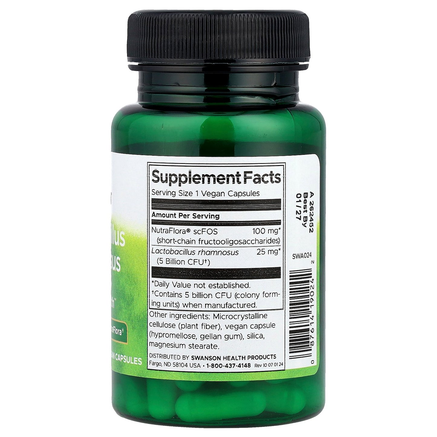 Swanson, Lactobacillus Rhamnosus With FOS, 60 Vegan Capsules