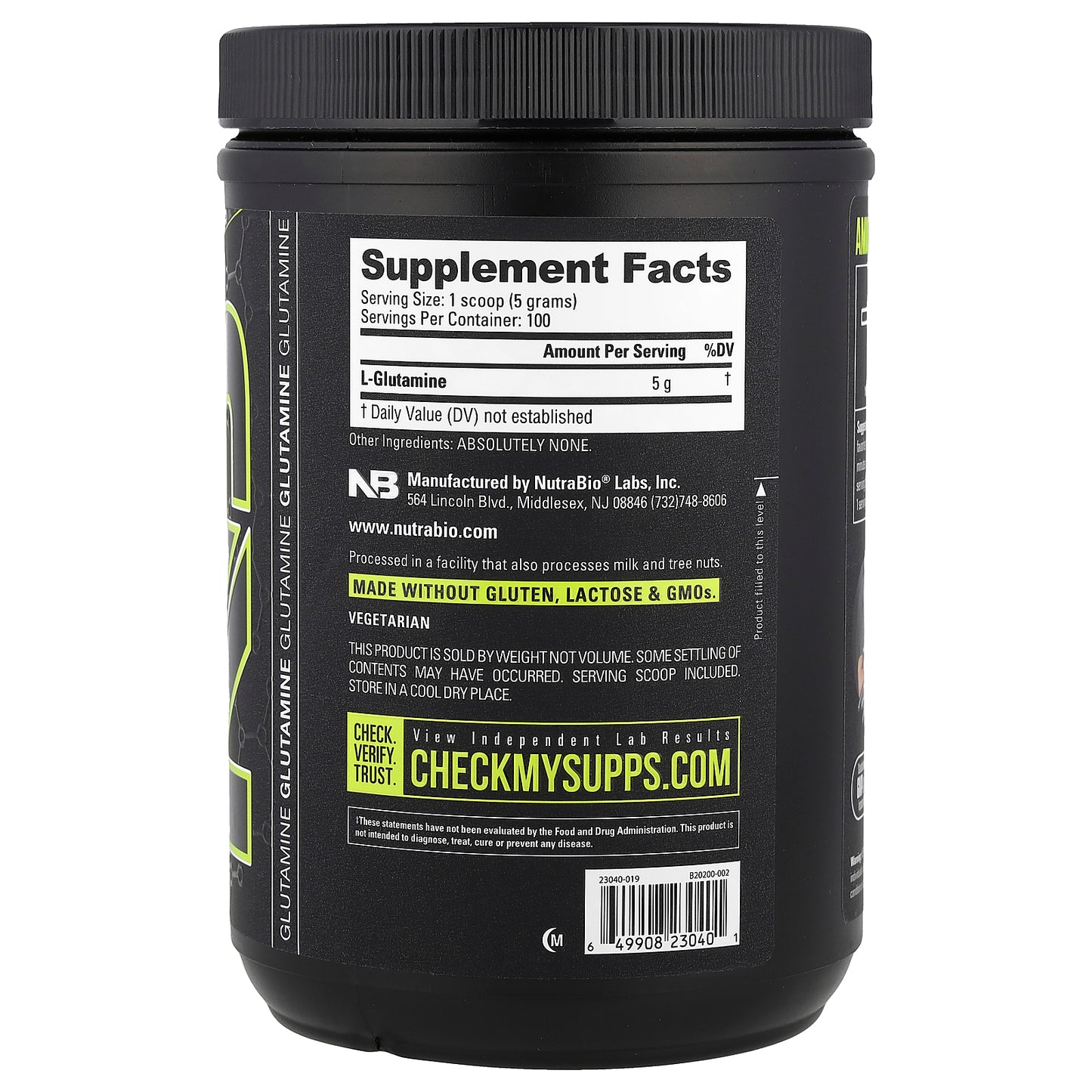 NutraBio, Glutamine, 1.1 lb (500 g)