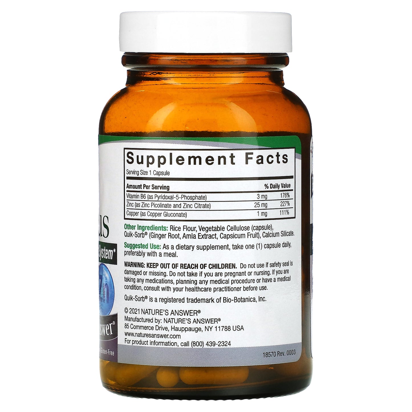 Nature's Answer, Zinc Plus, 25 mg, 60 Vegetarian Capsules