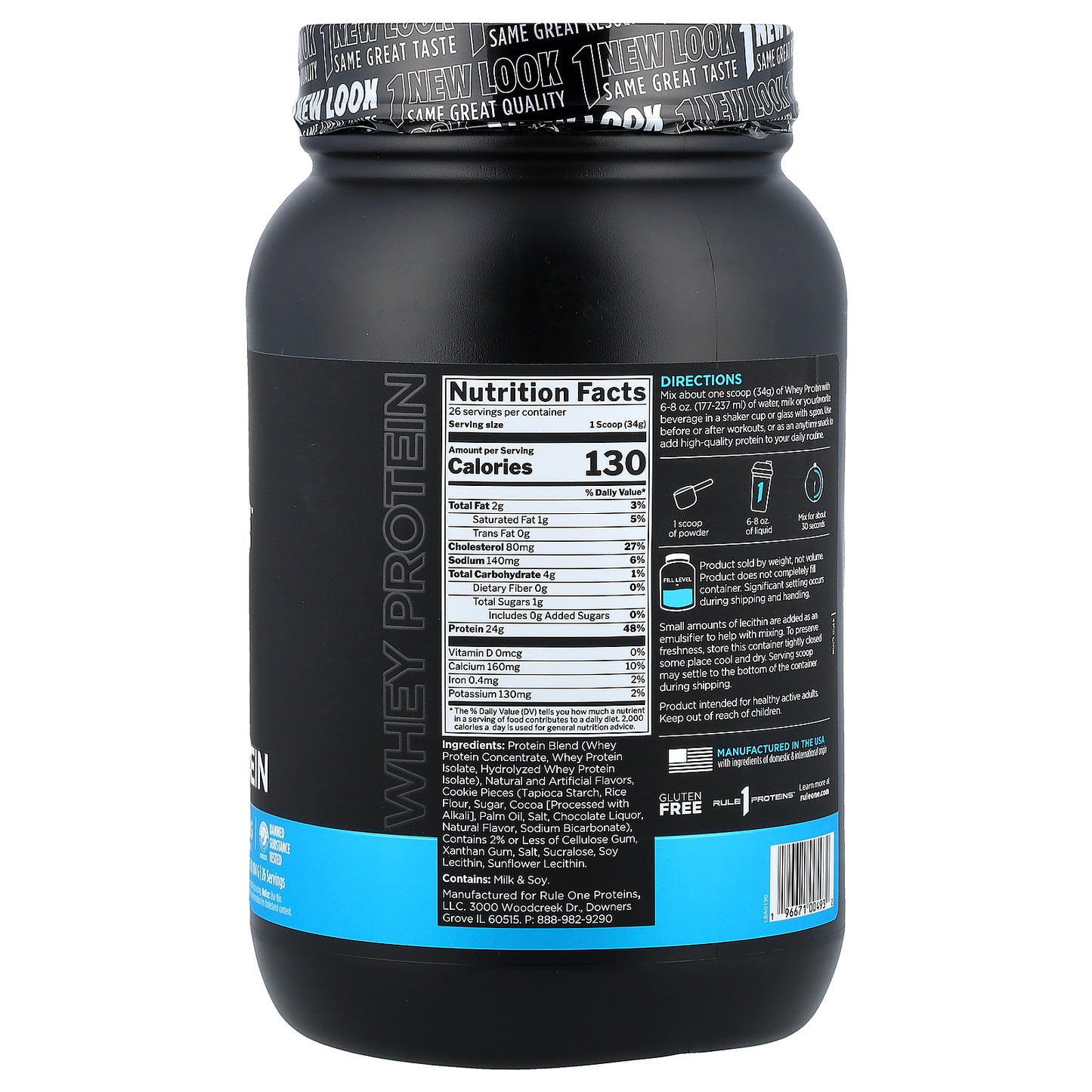 Rule One Proteins, Whey Protein, Cookies & Creme, 1.95 lbs (884 g)