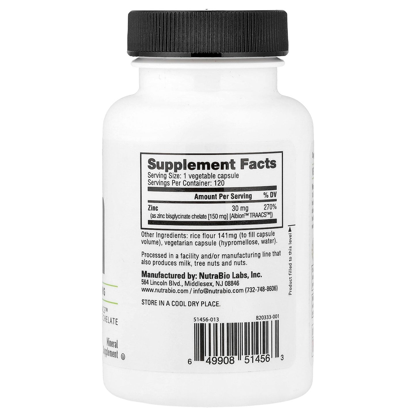 NutraBio, Zinc, 30 mg, 120 Capsules