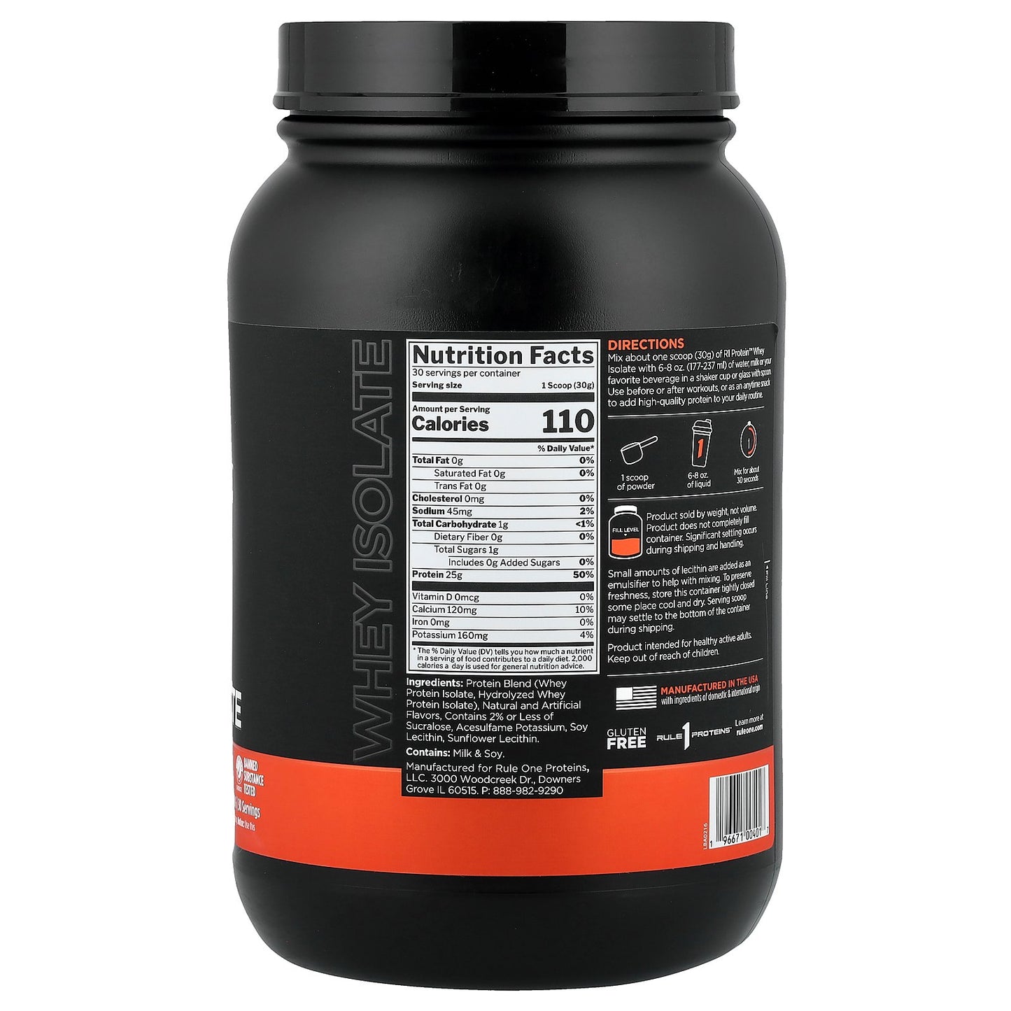 Rule One Proteins, R1 Protein™ Whey Isolate, Vanilla Creme, 1.98 lb (900 g)