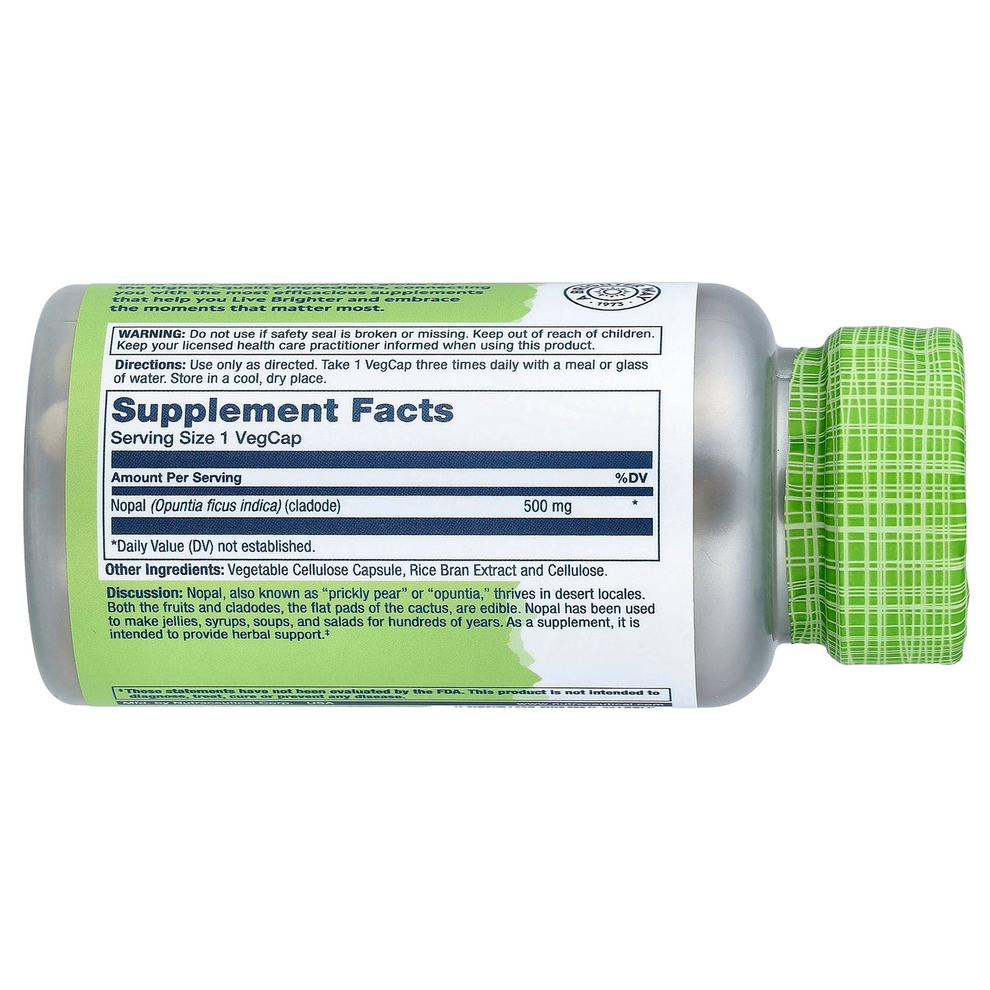 Solaray, True Herbs, Nopal, Prickly Pear Cactus, 500 mg, 100 VegCaps