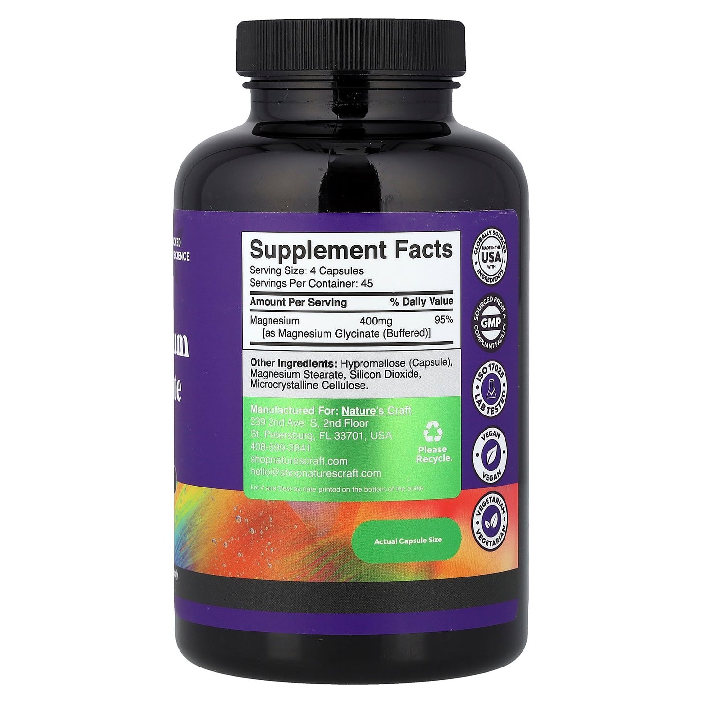 Nature's Craft, Magnesium Glycinate, 180 Capsules (100 mg per Capsule)