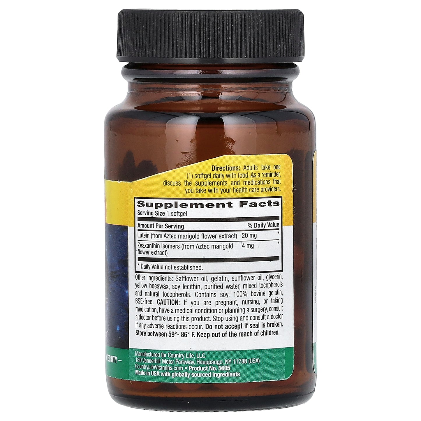 Country Life, Lutein with Zeaxanthin, 20 mg, 60 Softgels