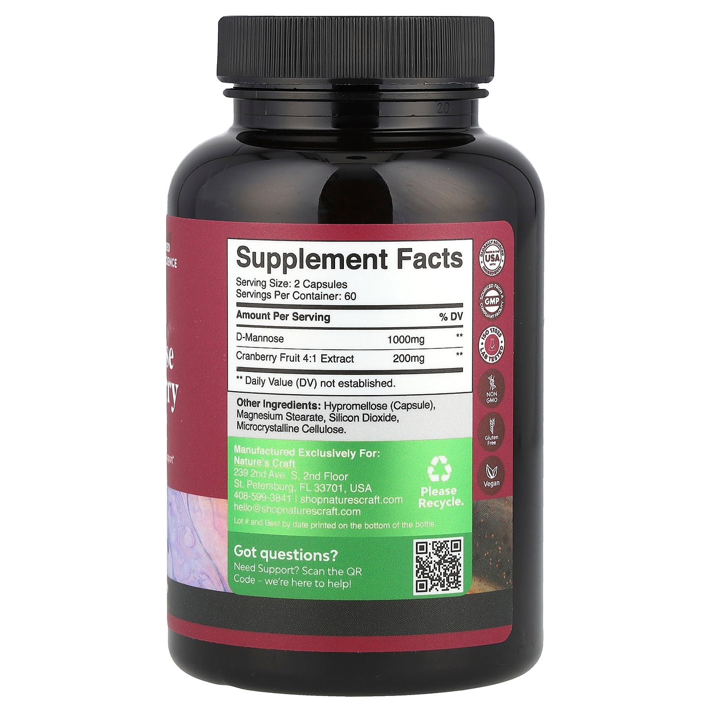 Nature's Craft, D-Mannose & Cranberry , 120 Capsules